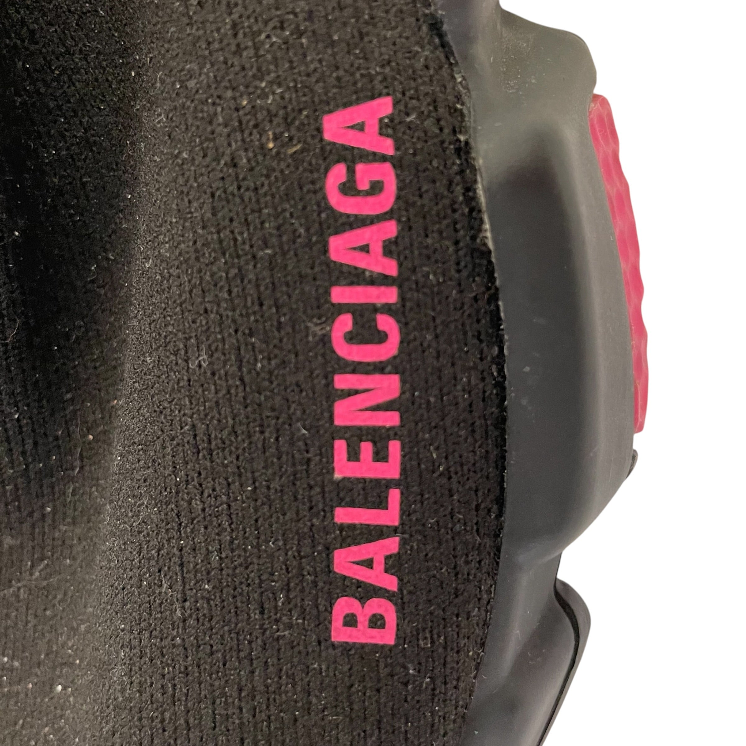 BALENCIAGA/Hi-Sneakers/US 8/Cotton/BLK/BLACK AND PINK SPEED TRAINER view 8