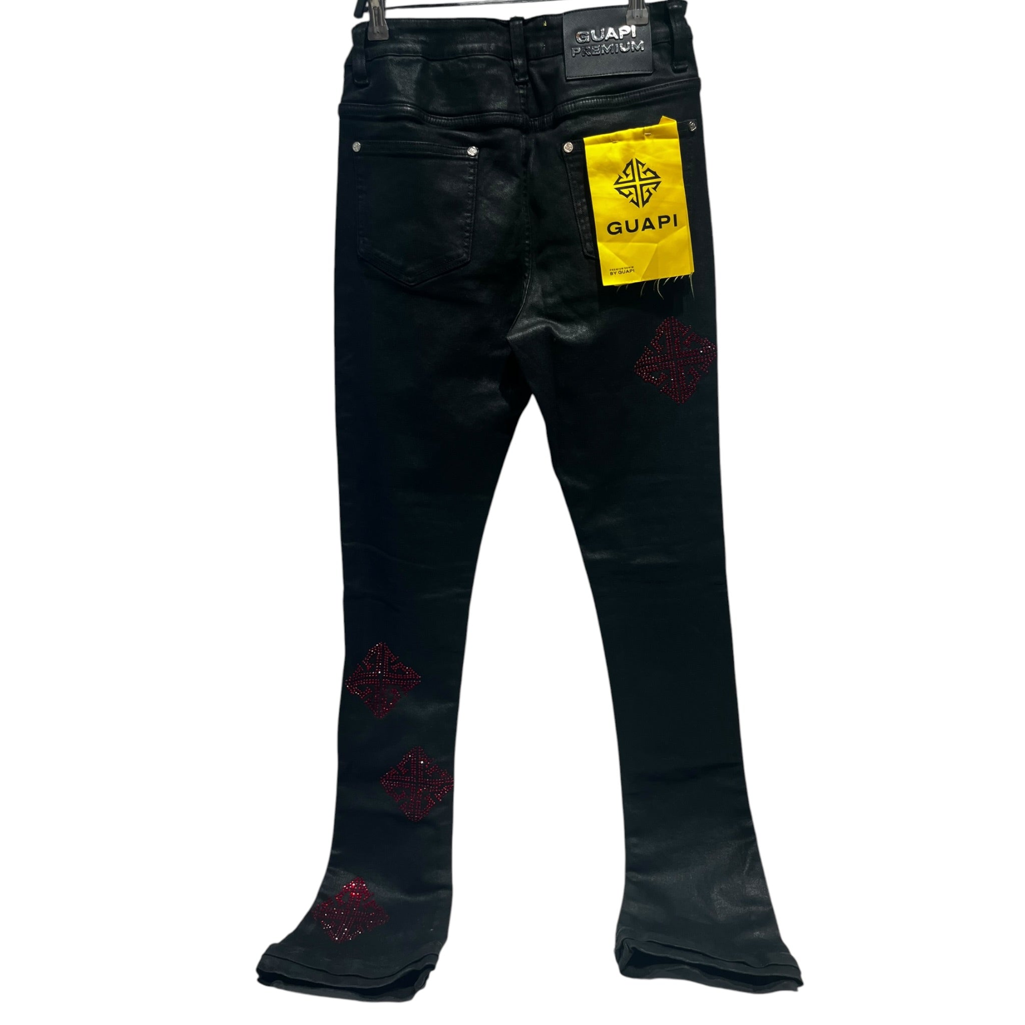 GUAPI/Bootcut Pants/30/BLK/bedazzled design view 2