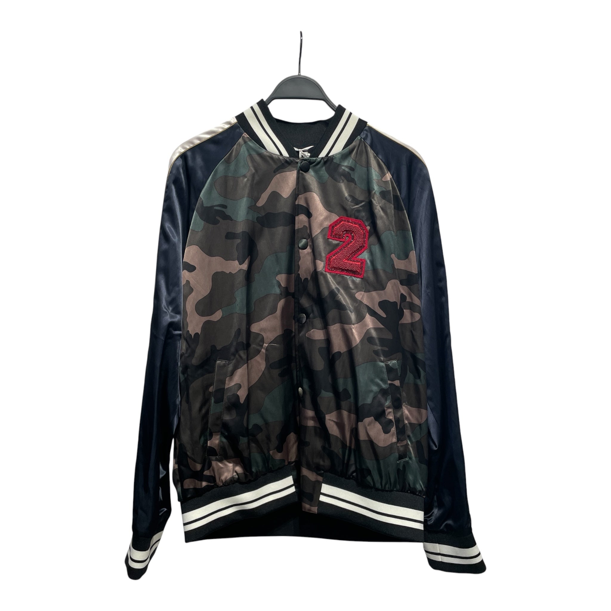 VALENTINO/Souvenir Jkt/54/GRN/Camouflage/camo beaded logo view 1