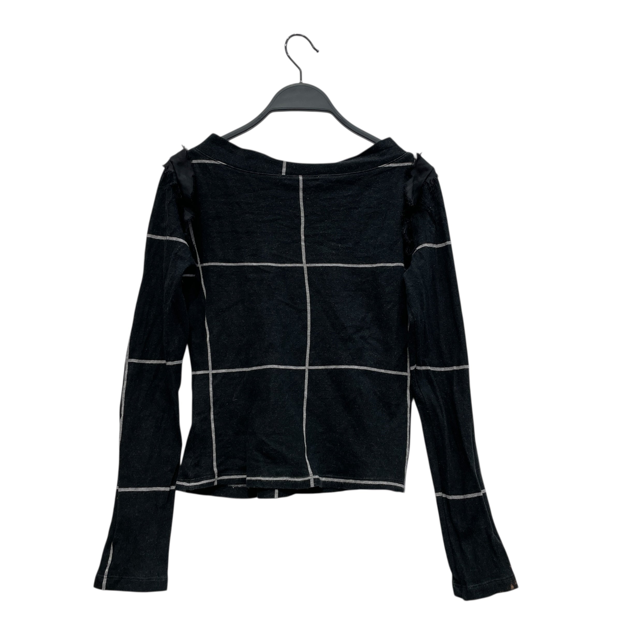 ISSEY MIYAKE/Sweater/3/Stripe/Wool/BLK/GRY STRIPE FRAYED SHOULDERS view 2