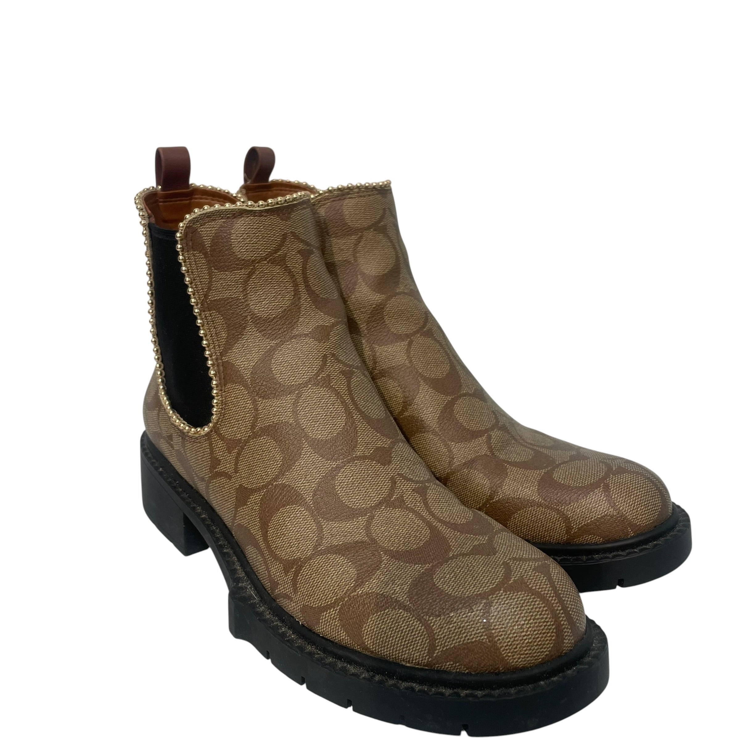 COACH/Chelsea Boots/US 7.5/Monogram/Leather/BRW/monogram chelsea boots view 1
