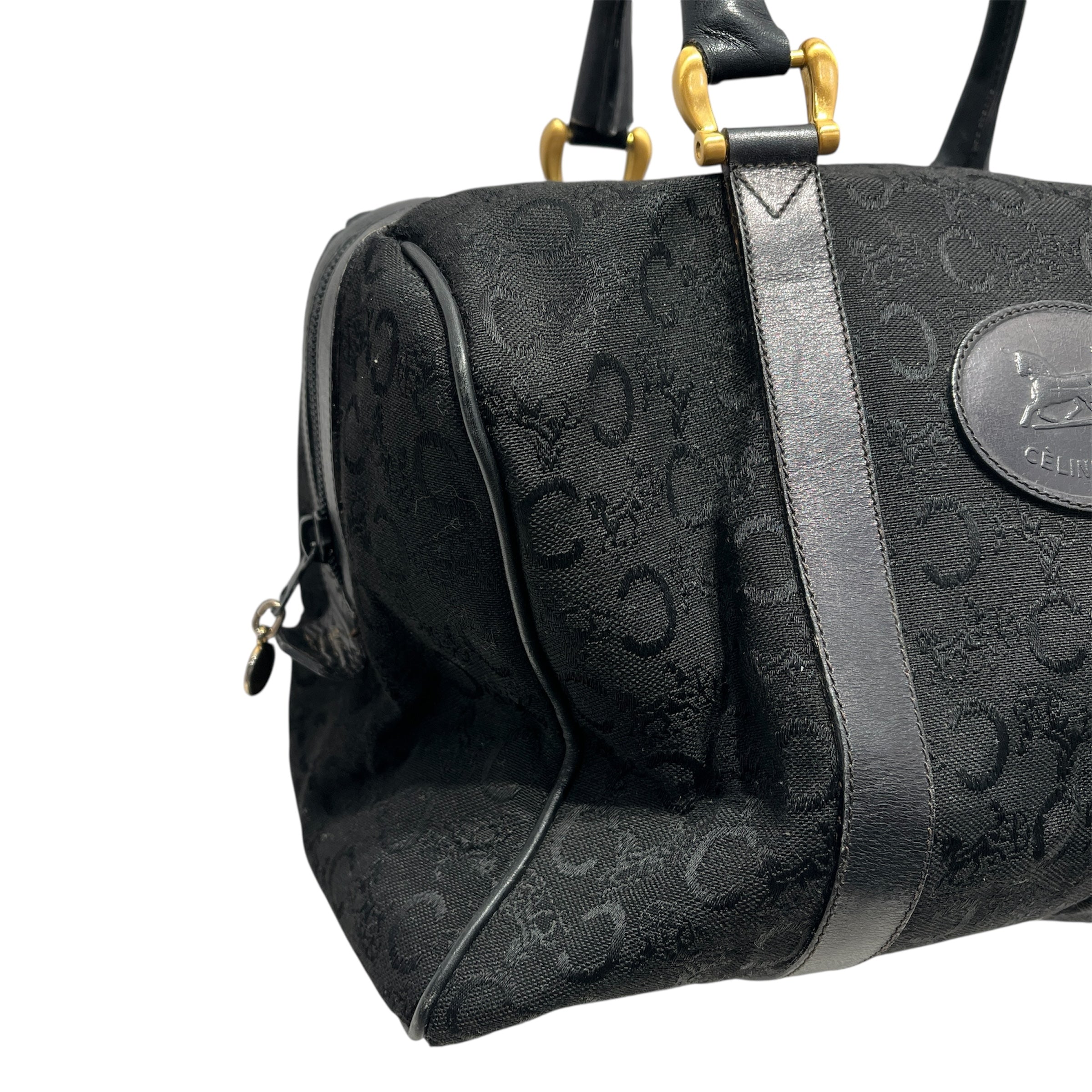 CELINE/Hand Bag/Monogram/Cotton/BLK/VINTAGE BOSTON BAG GOLD METAL view 4