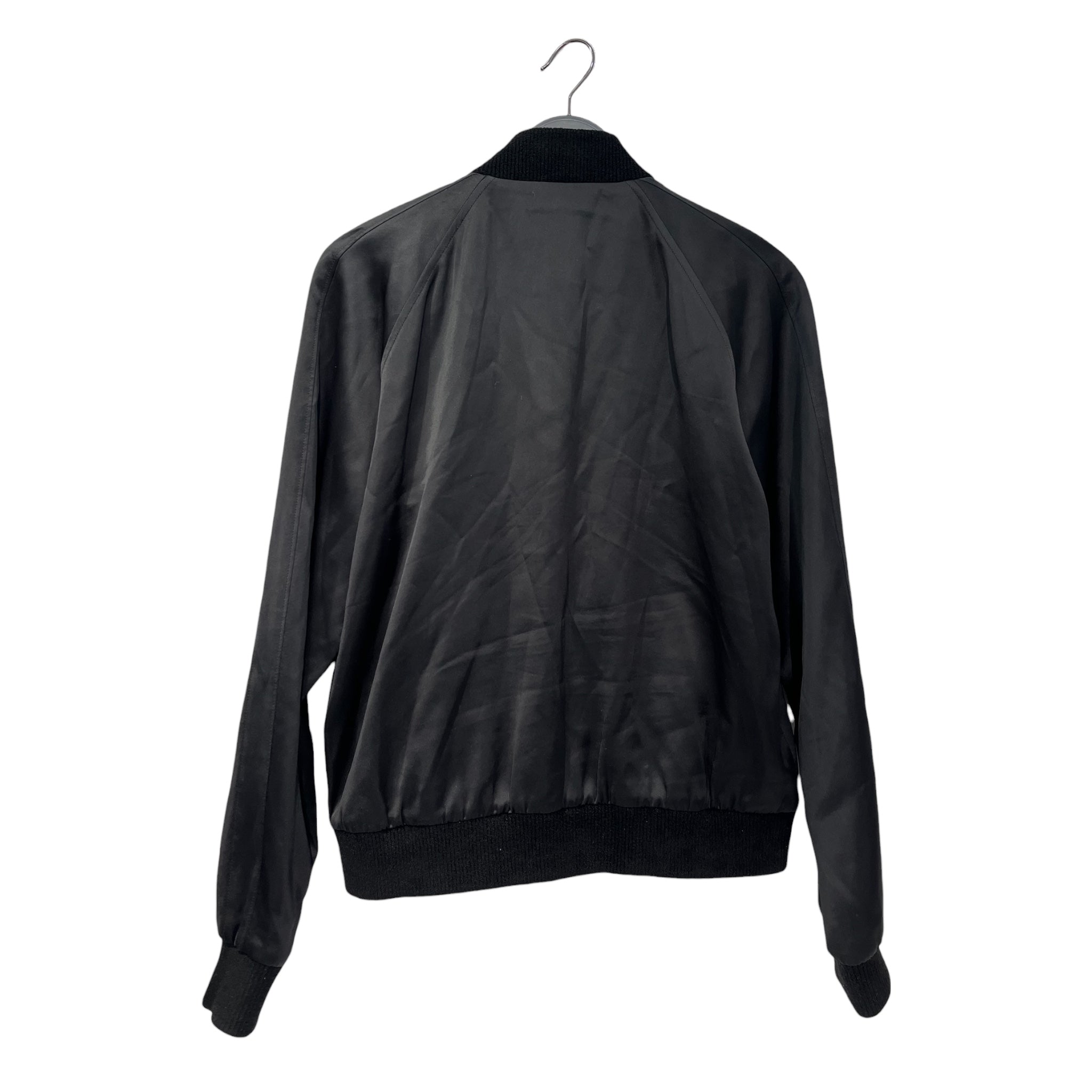 SAINT LAURENT/Baseball Jkt/48/Silk/BLK/534887 viscose embroideredrose view 2