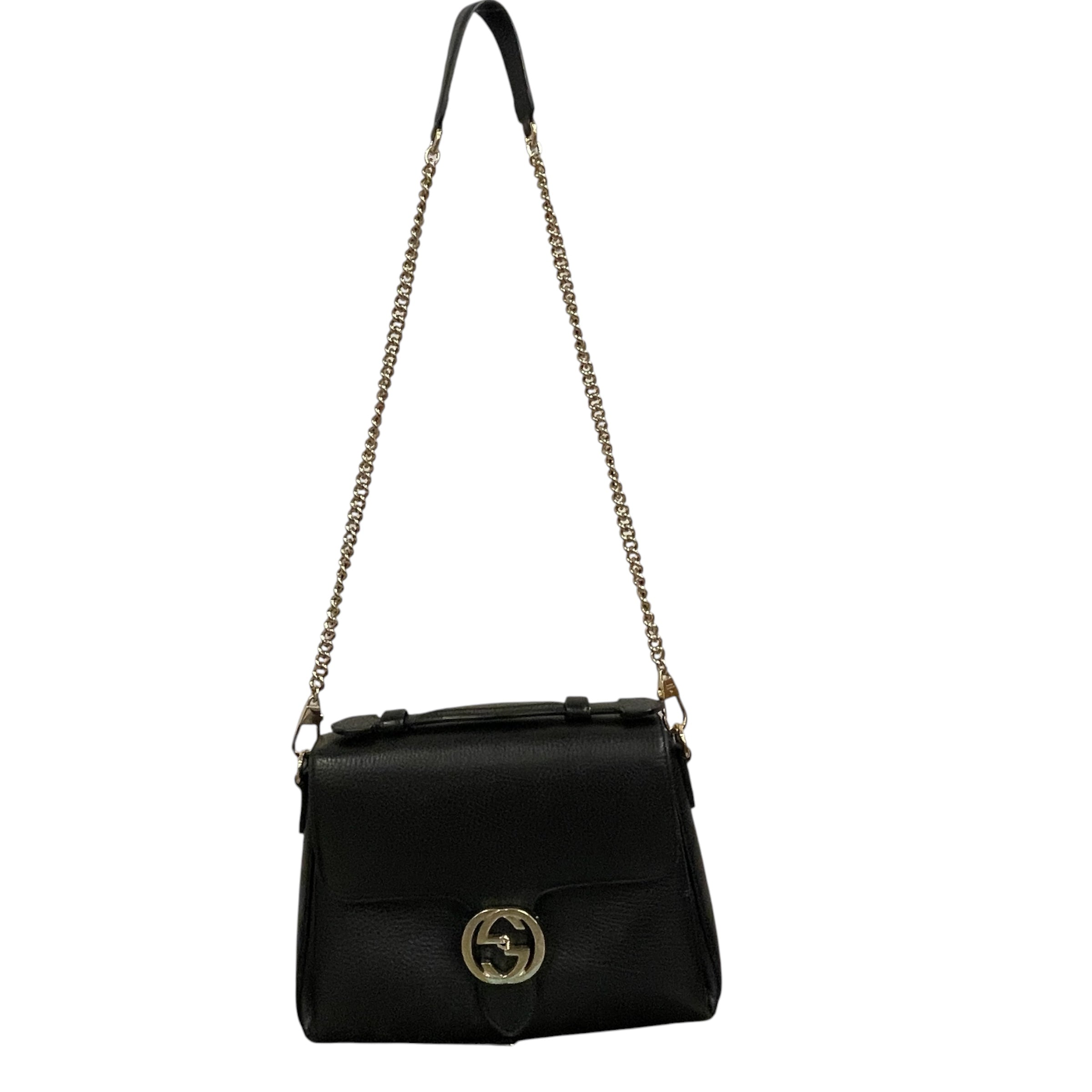 GUCCI/Cross Body Bag/Leather/BLK/Interlocking G Satchel Bag view 1