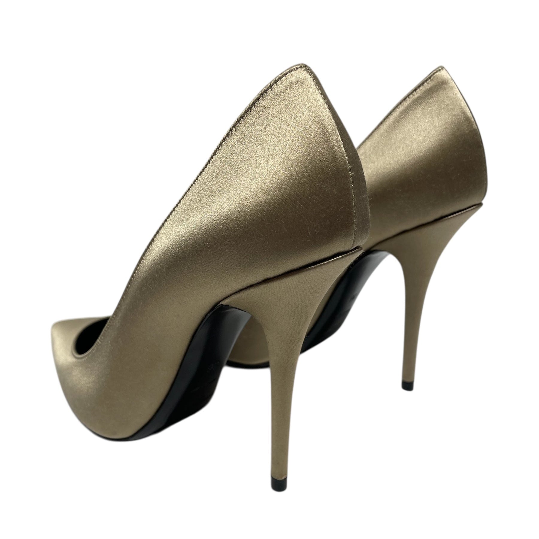 YVES SAINT LAURENT/Loafers/US 6/GLD/Gold satin heels view 2