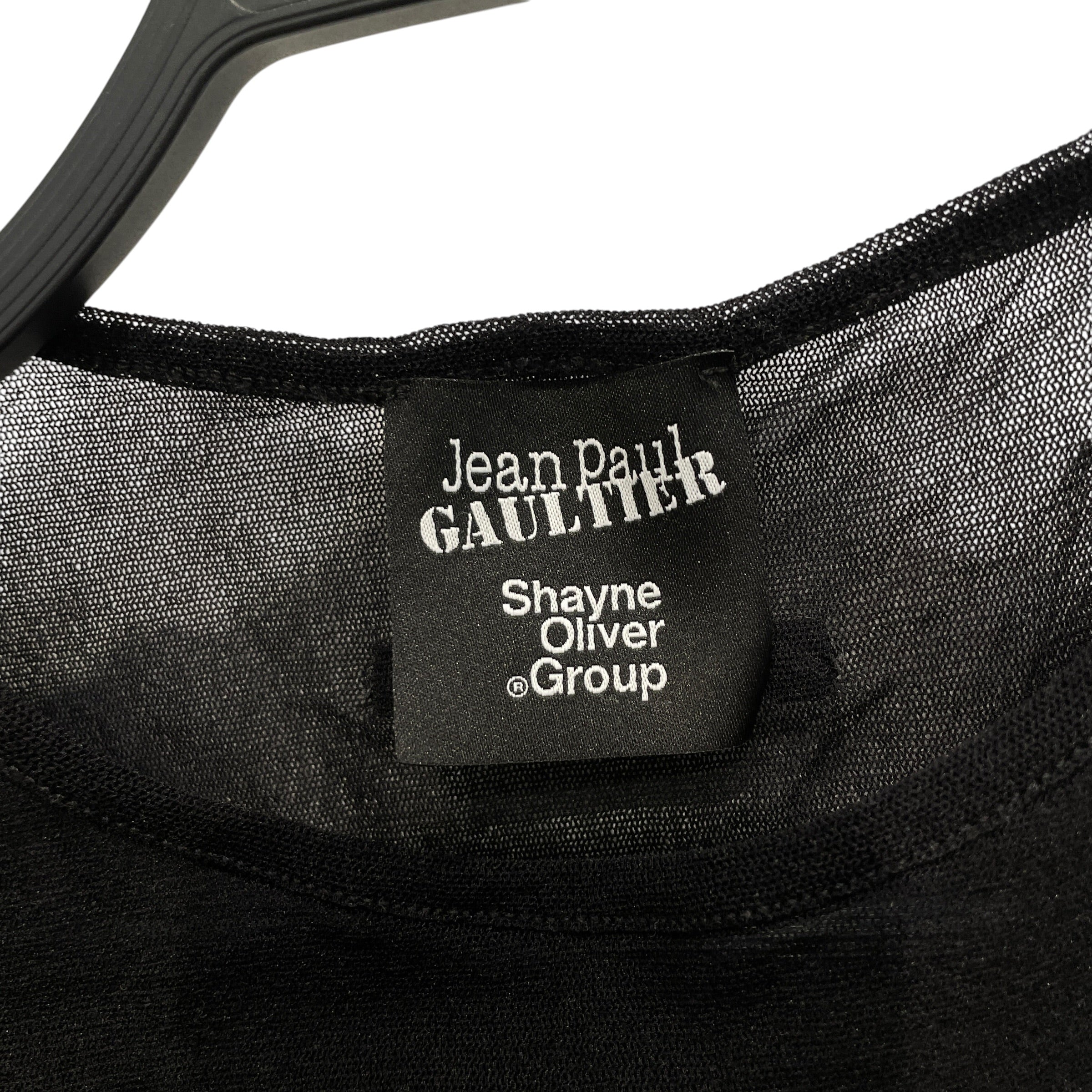 SHAYNE OLIVER/Jean Paul Gaultier/SL Blouse/S/Graphic/Nylon/BLK/BLACK WORLD MESH view 4