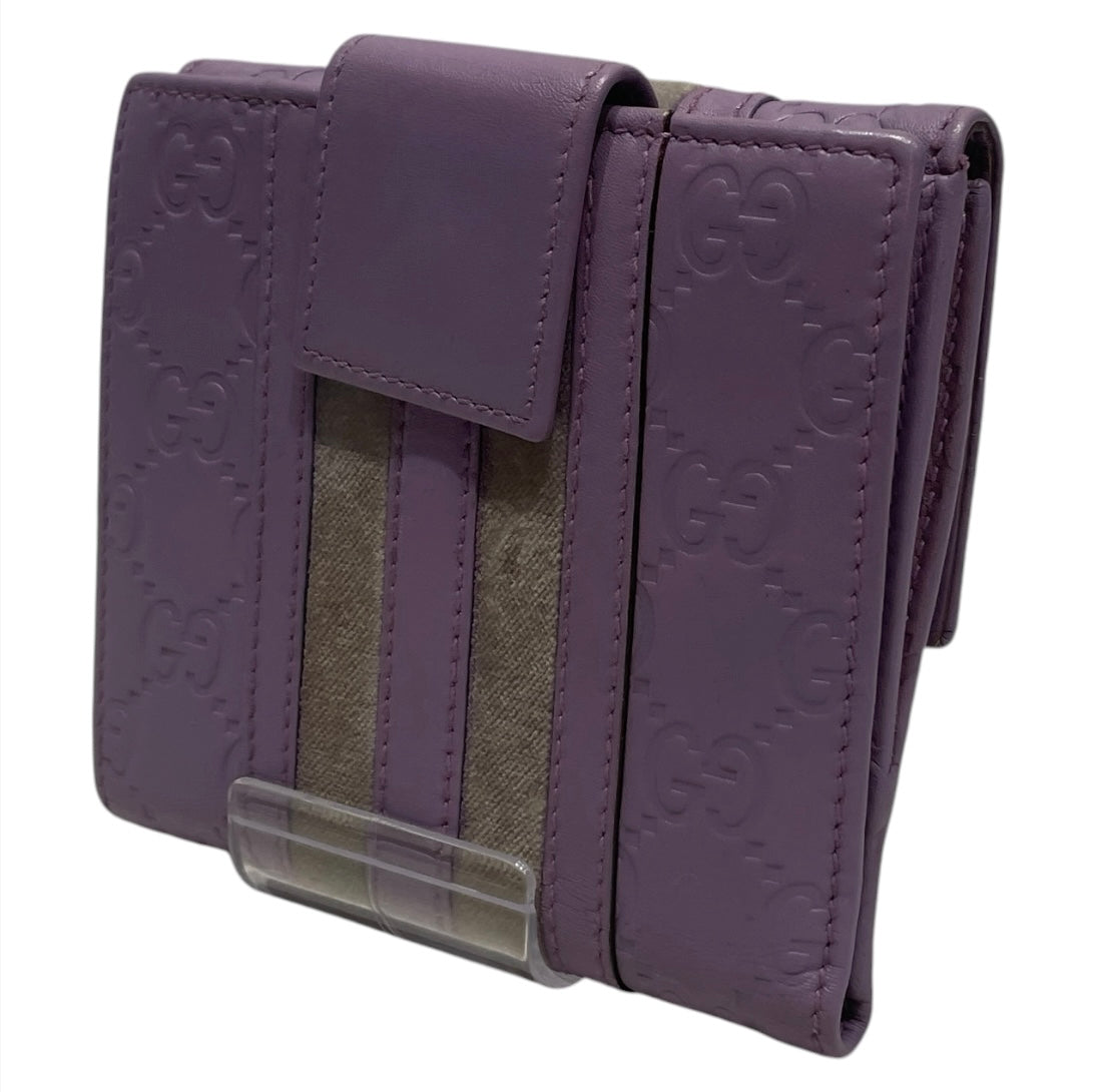 GUCCI/Trifold Wallet/Monogram/Leather/PPL/L's/purp gry view 2