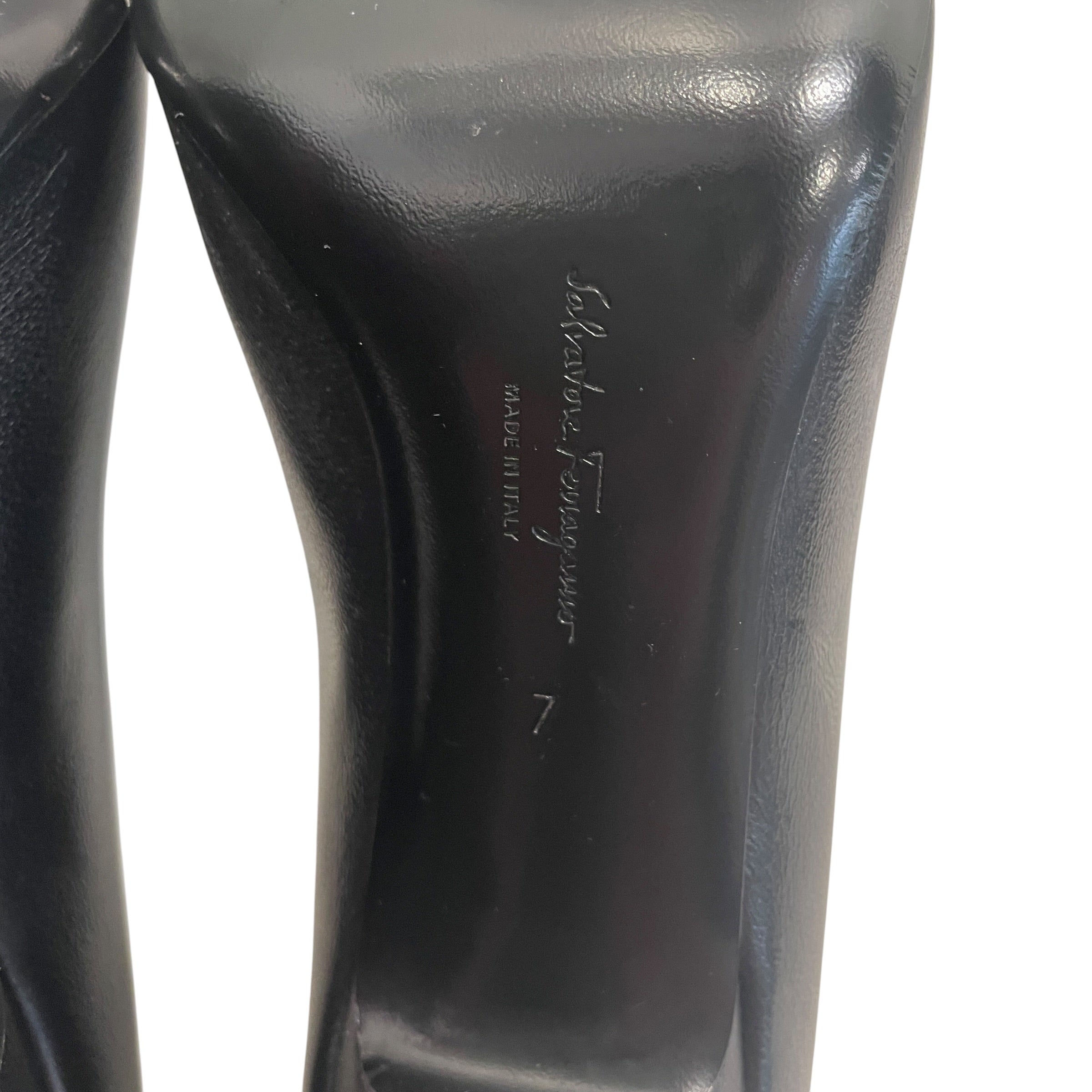 Salvatore Ferragamo/Heels/US 7/Leather/BLK/GIANCINI TAB ON HEEL view 5