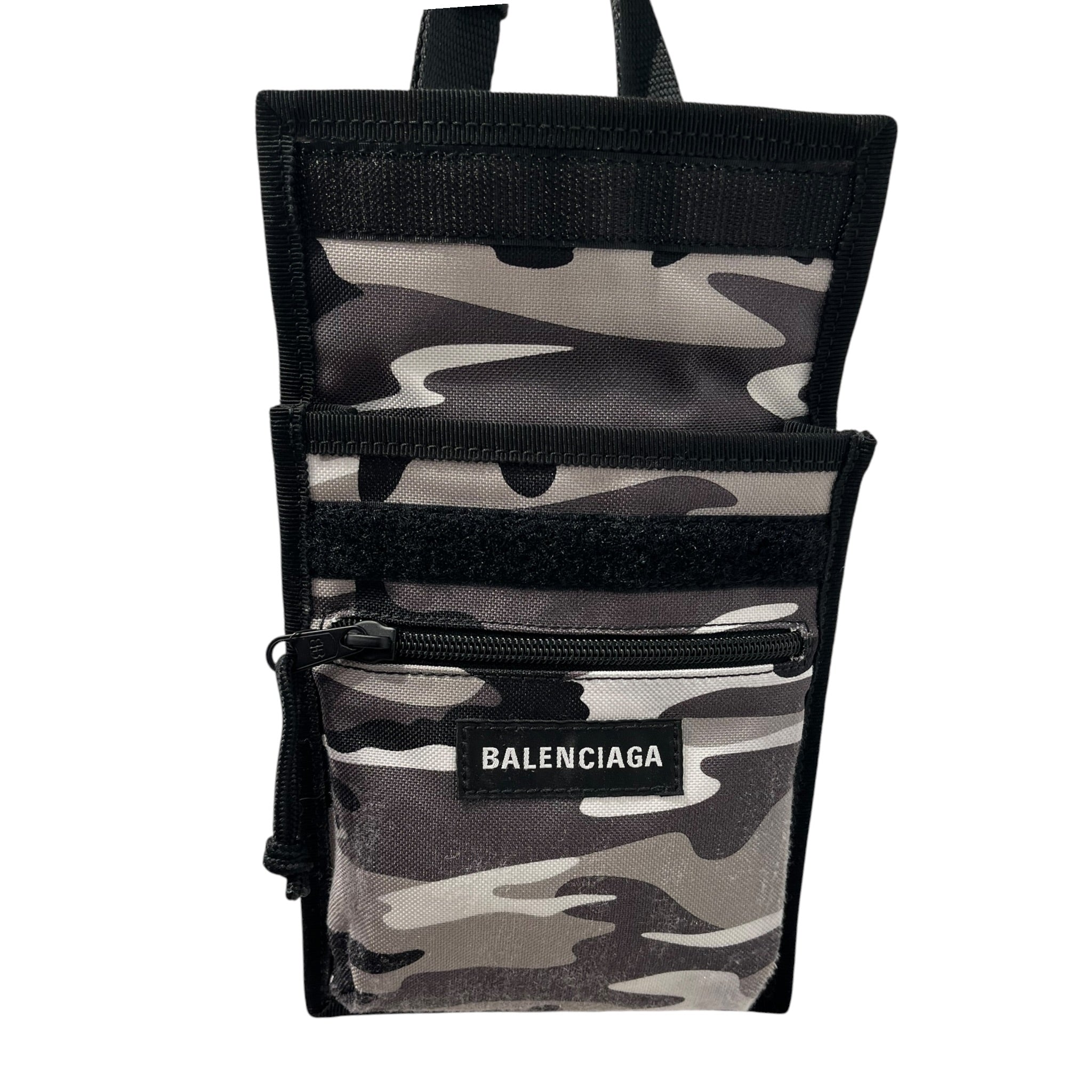 BALENCIAGA/Cross Body Bag/Camouflage/Nylon/GRY/FLAP TOP CLIP STRAP view 3