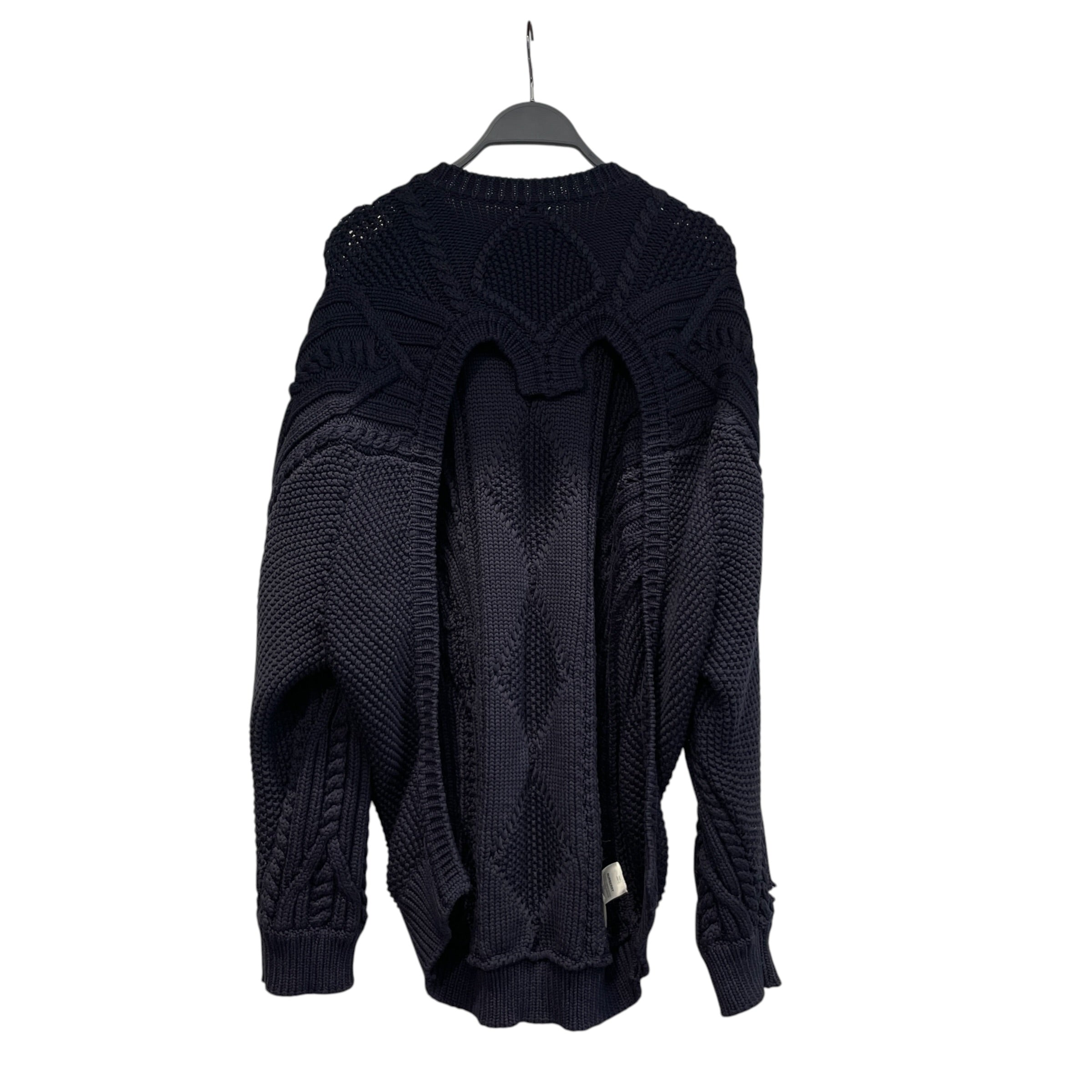 BURBERRY LONDON/Sweater/S/Cotton/NVY/cutout cable-knit view 1