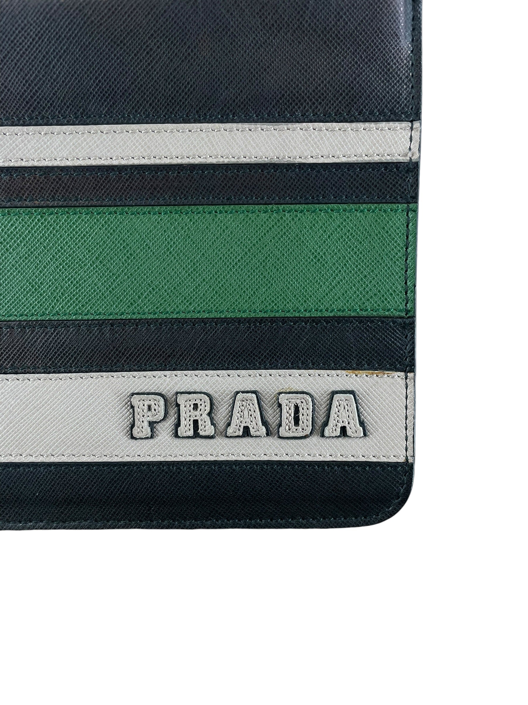 PRADA/Clutch Bag/Stripe/Leather/GRN/SAFFIANO STRIPED CLUTCH view 3