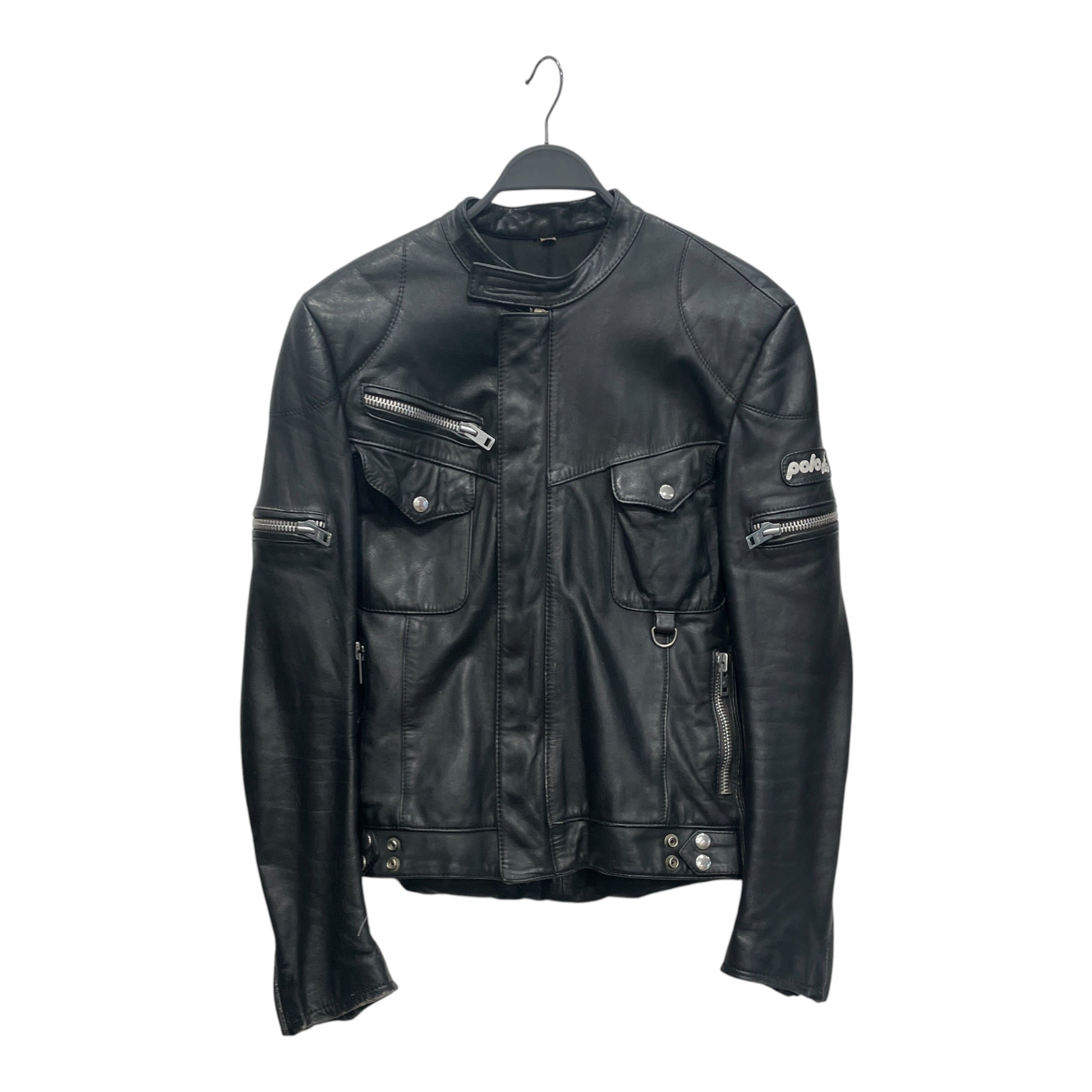 ECHTES LEDER/Leather Jkt/50/Leather/BLK/POLO W BIKER ARM LOGO view 1