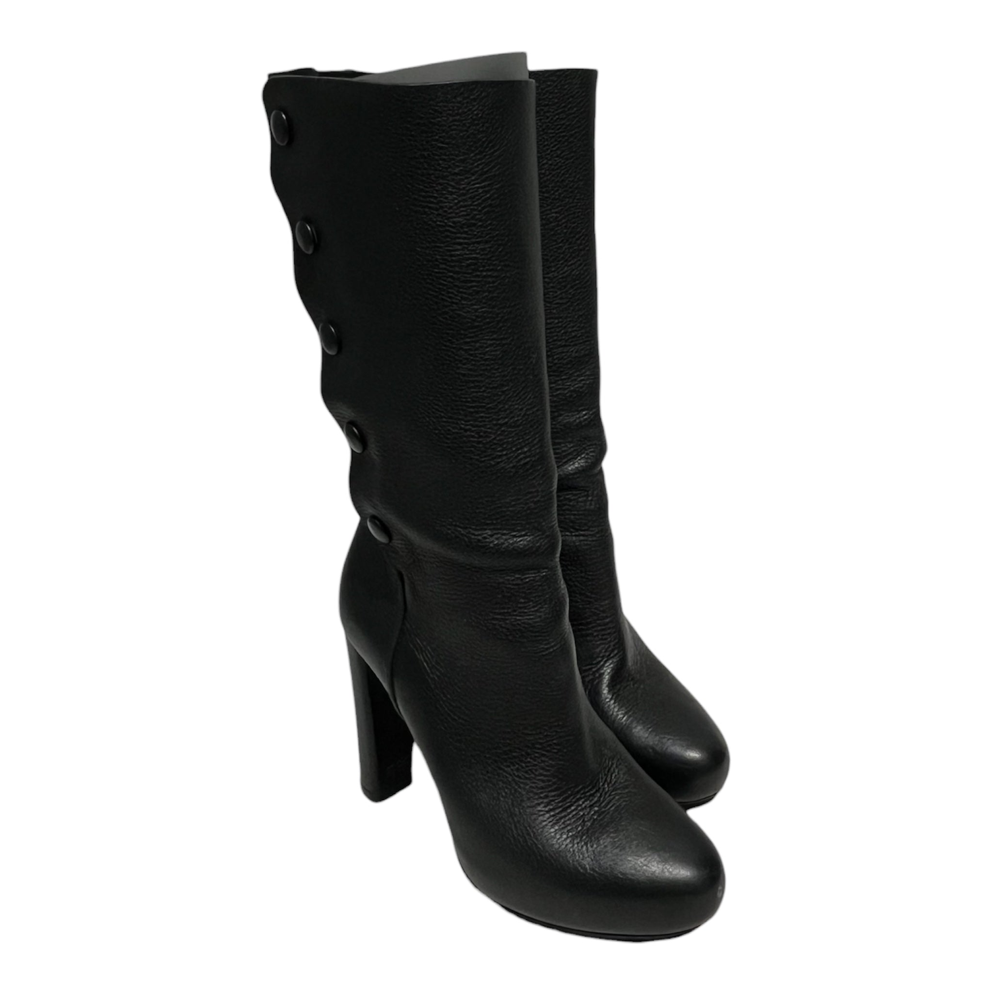 BALENCIAGA/Boots/EU 37.5/Leather/BLK/MID CALF LEATHER BOOTS view 1