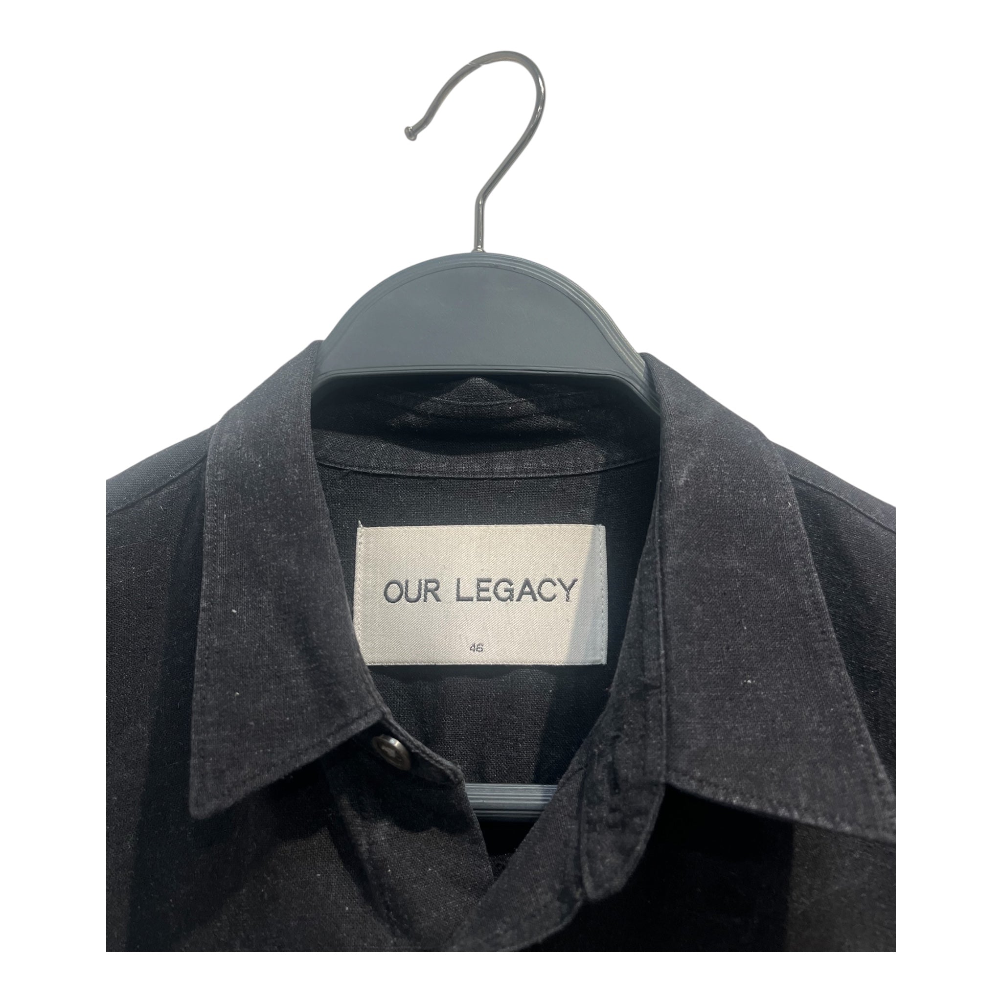 OUR LEGACY/LS Shirt/46/Silk/BLK/LEFT CHEST POCKET view 3