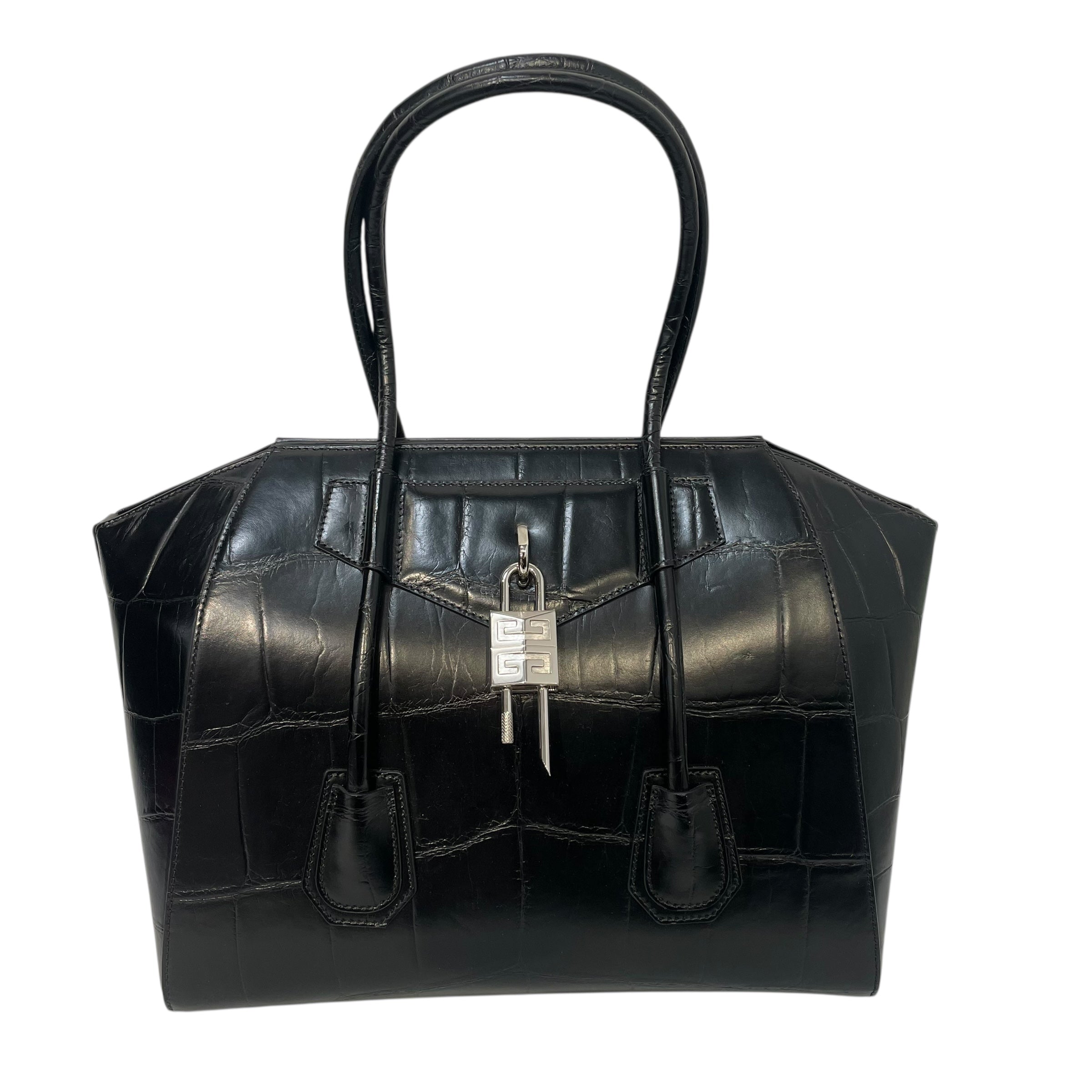 GIVENCHY/Clutch Bag/Animal Pattern/Leather/BLK/Antigona lock bag view 1
