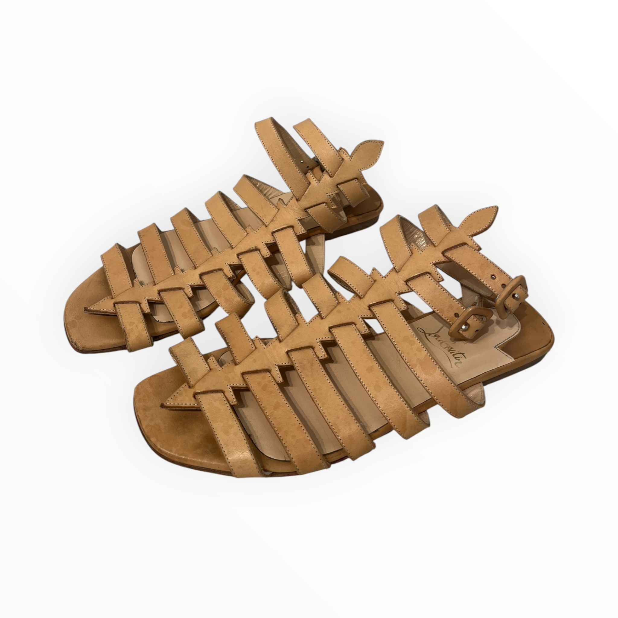 Christian Louboutin/Sandals/EU 38.5/Leather/BEG/GLADIATOR SANDALS view 1