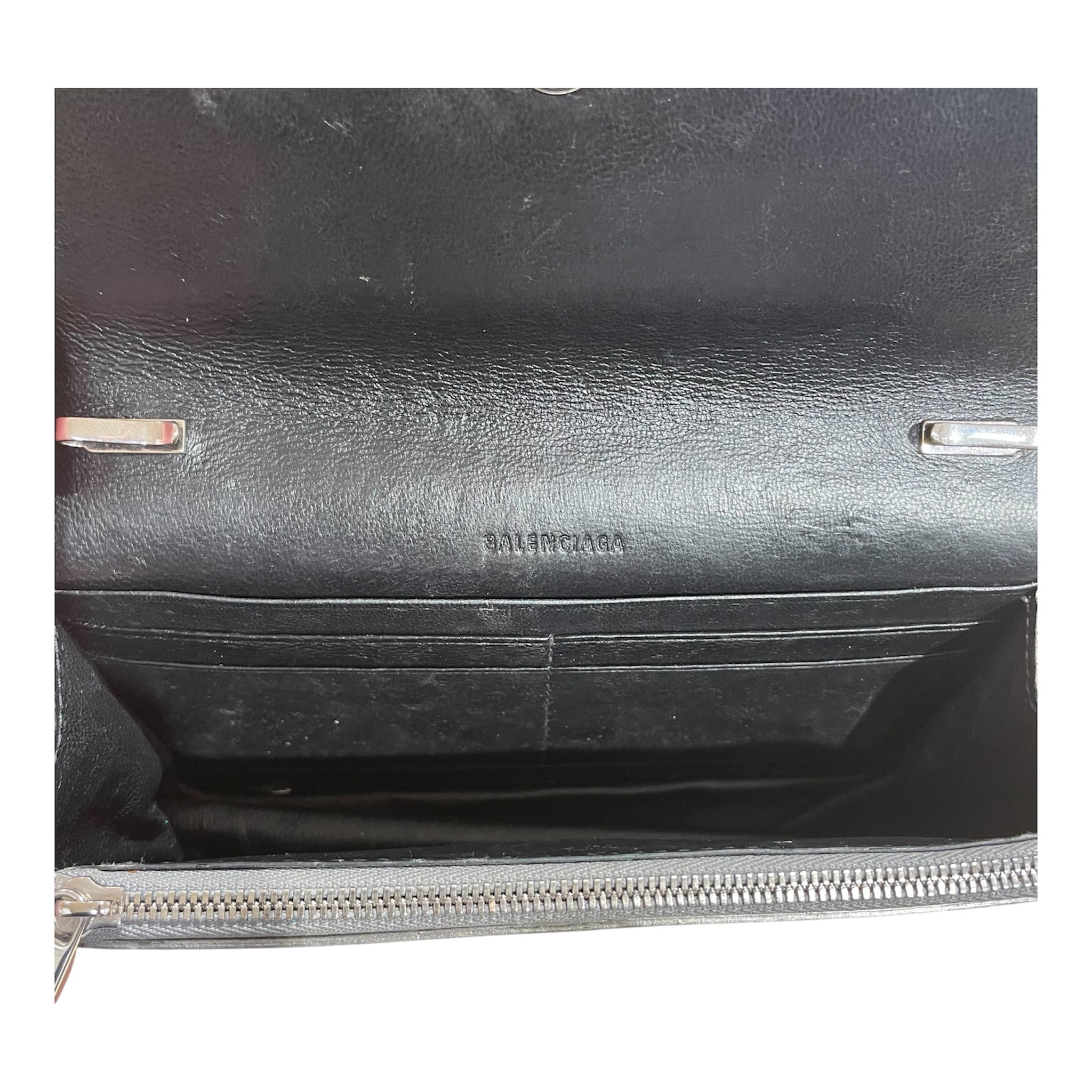 BALENCIAGA/Cross Body Bag/Animal Pattern/SLV/ wallet on chain crocodile view 6