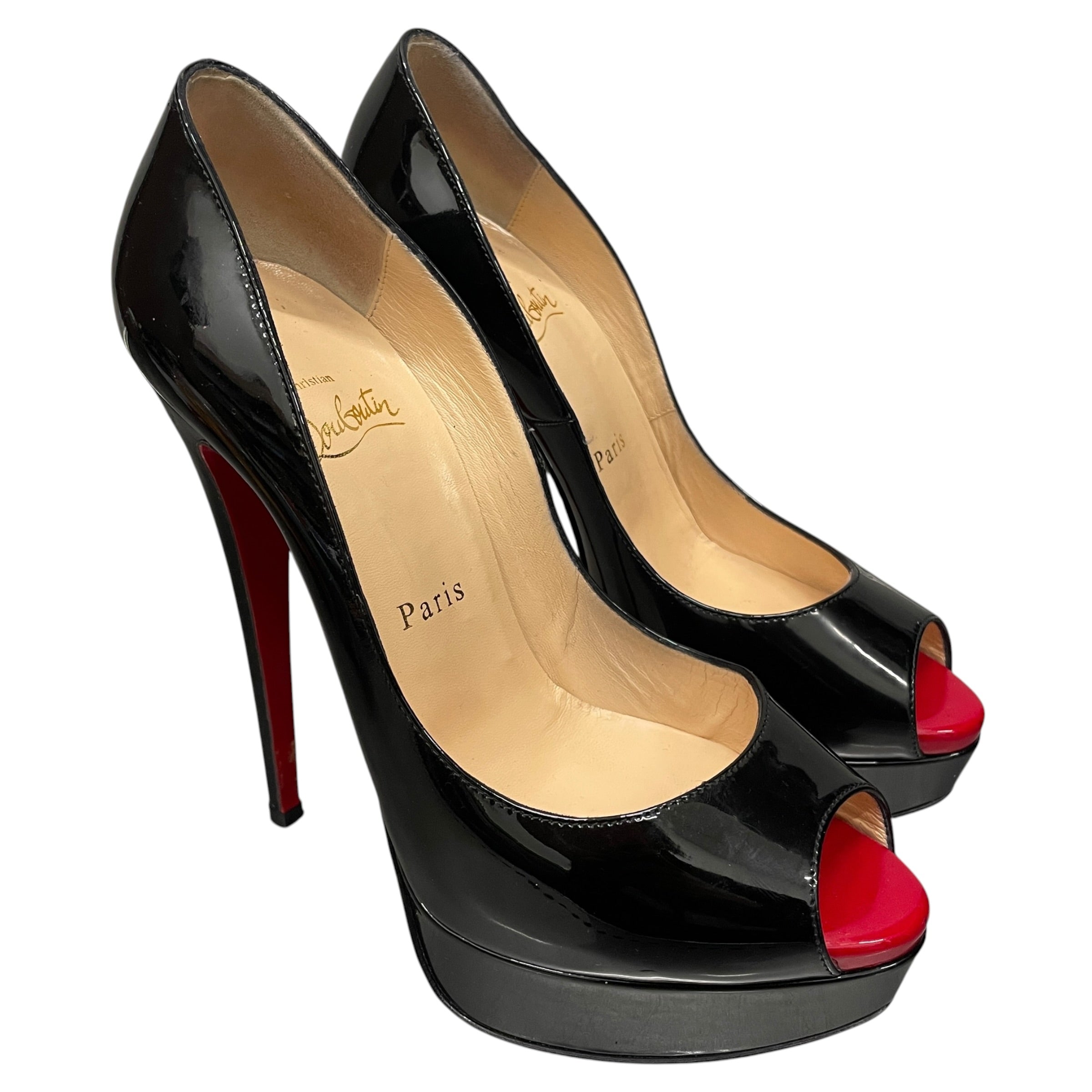 Christian Louboutin/Heels/EU 37/BLK/OPEN TOE view 1