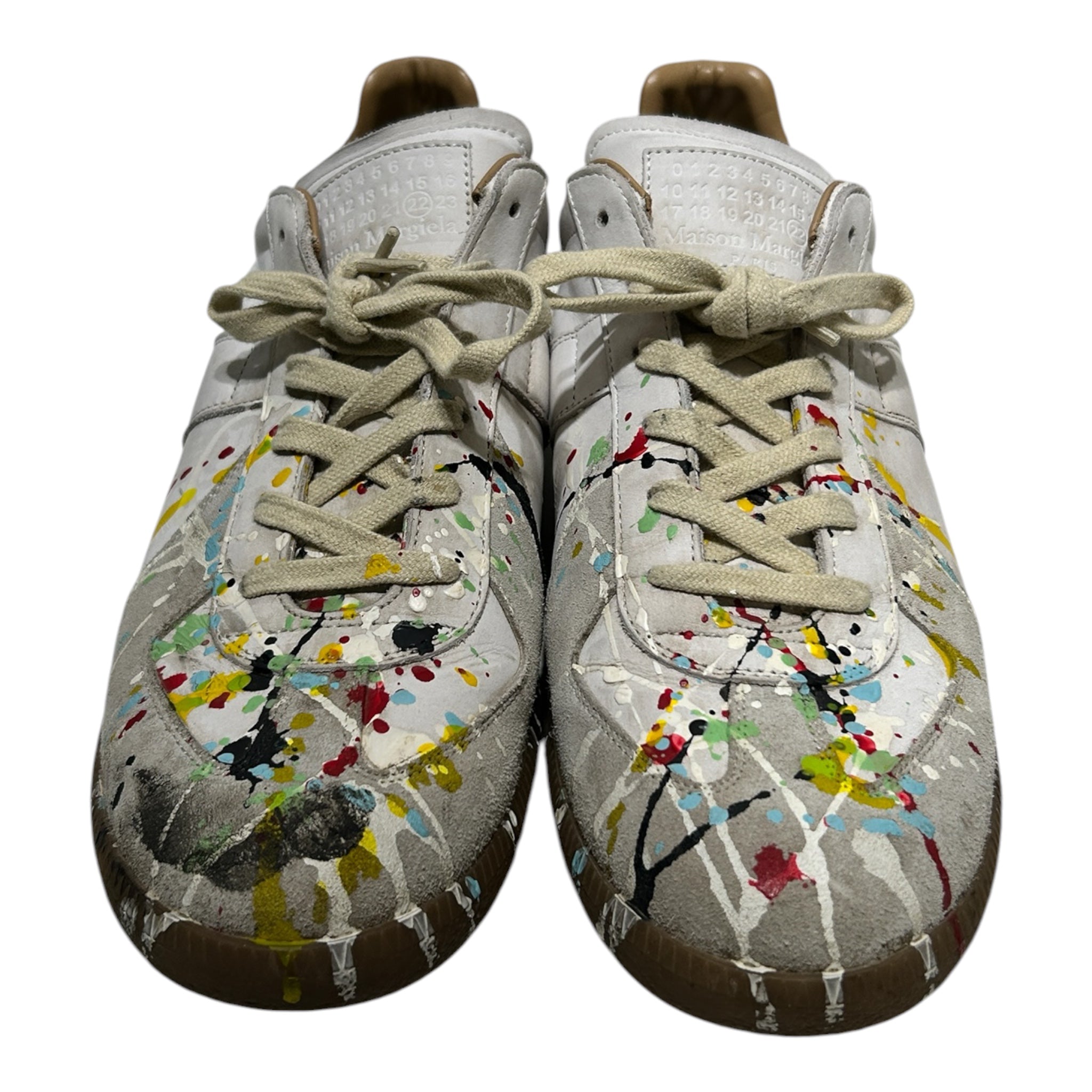 Maison Margiela/Low-Sneakers/EU 45/Suede/WHT/paint splatter replica view 3