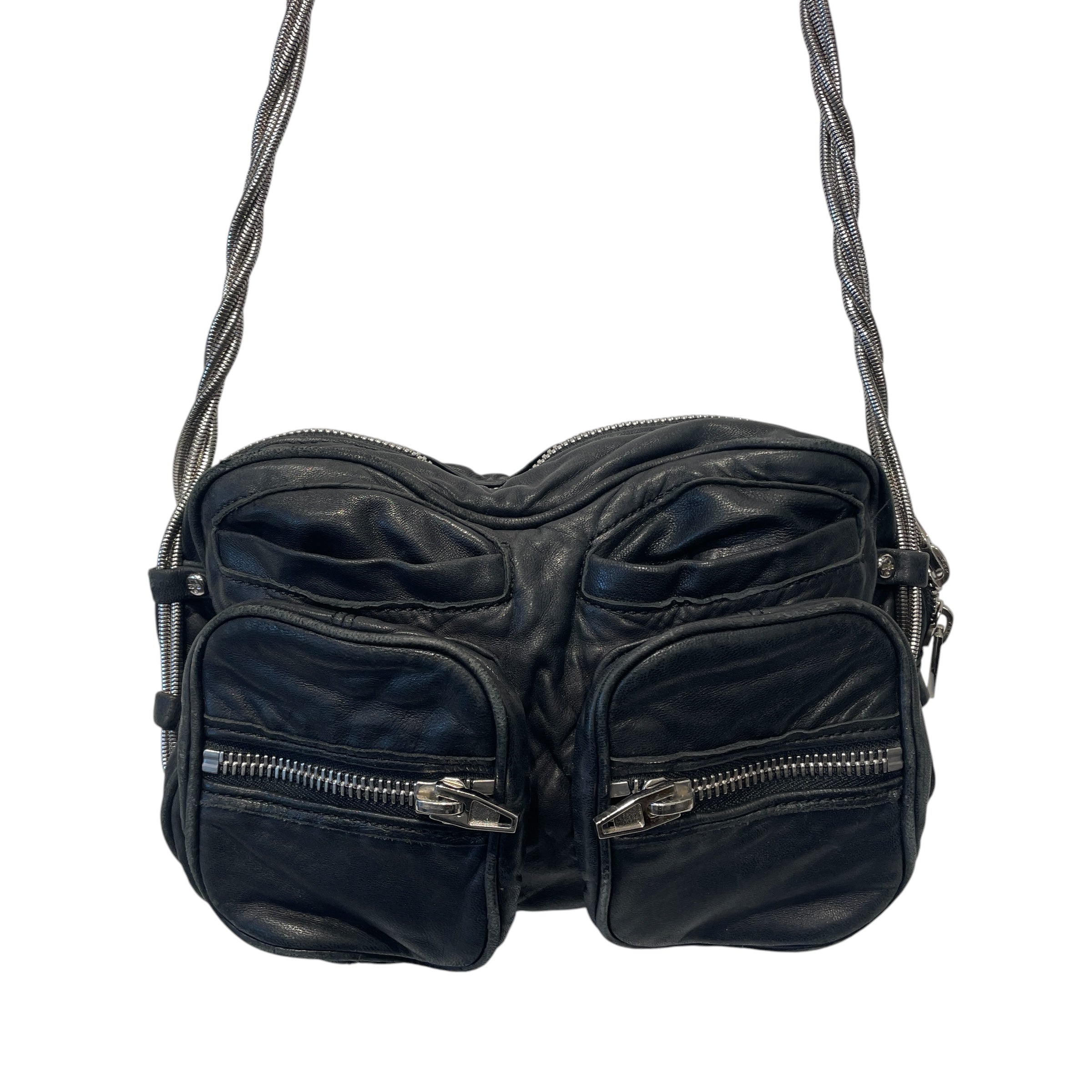 Alexander Wang/Cross Body Bag/Leather/BLK/SILVER CHAIN STRAP view 3