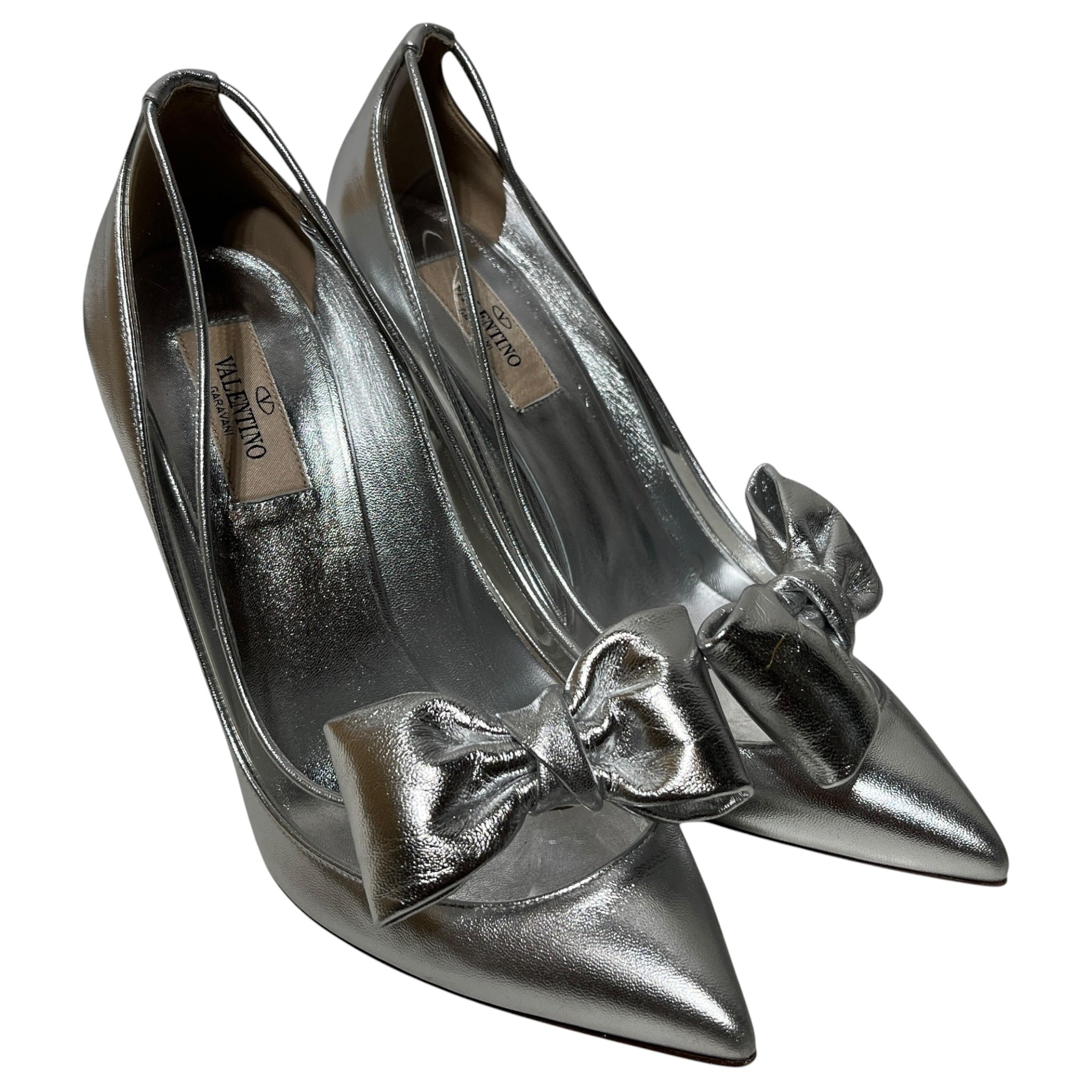 VALENTINO/Heels/US 8/Leather/SLV/Transparent Bow Heel view 1