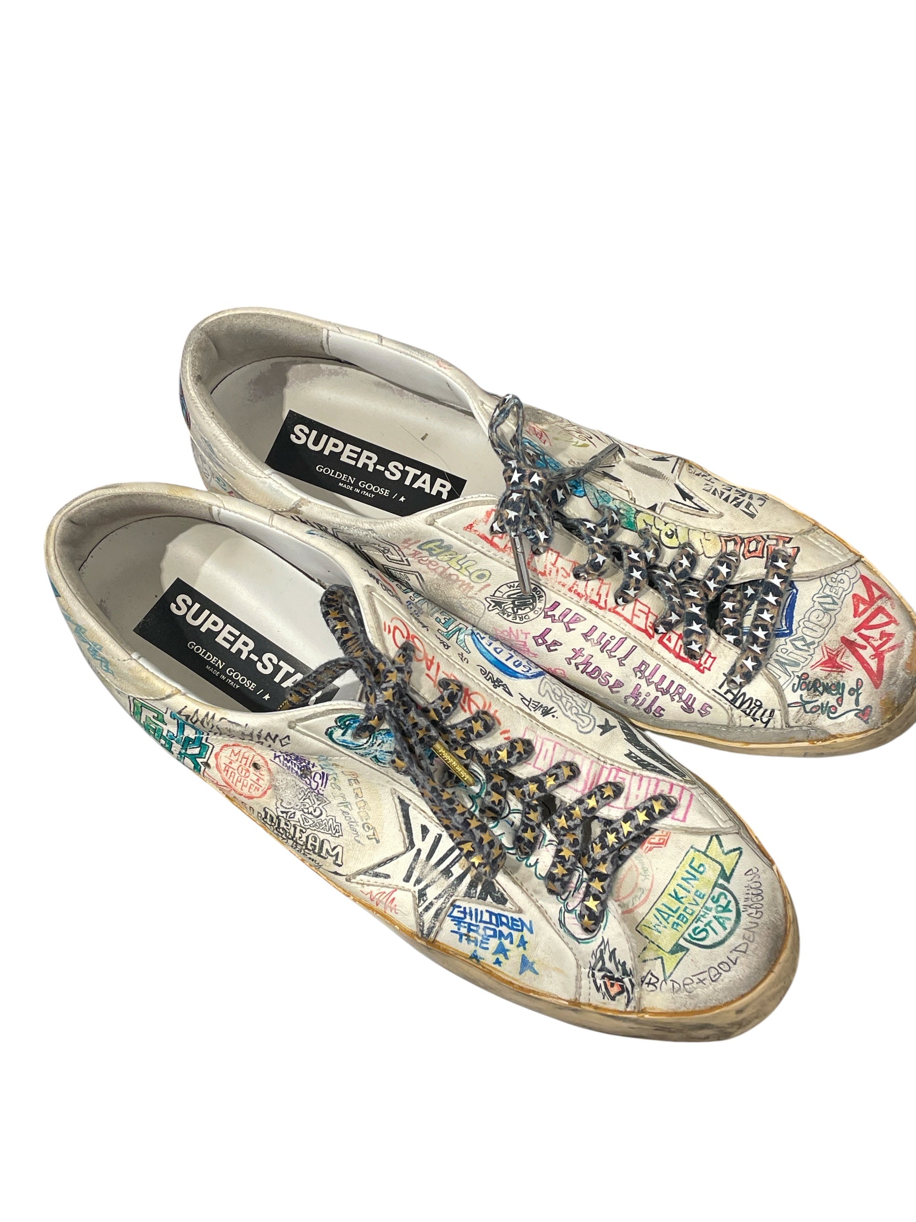 GOLDEN GOOSE/Low-Sneakers/EU 47/All Over Print/Leather/WHT/SUPERSTAR GRAFFITI view 3