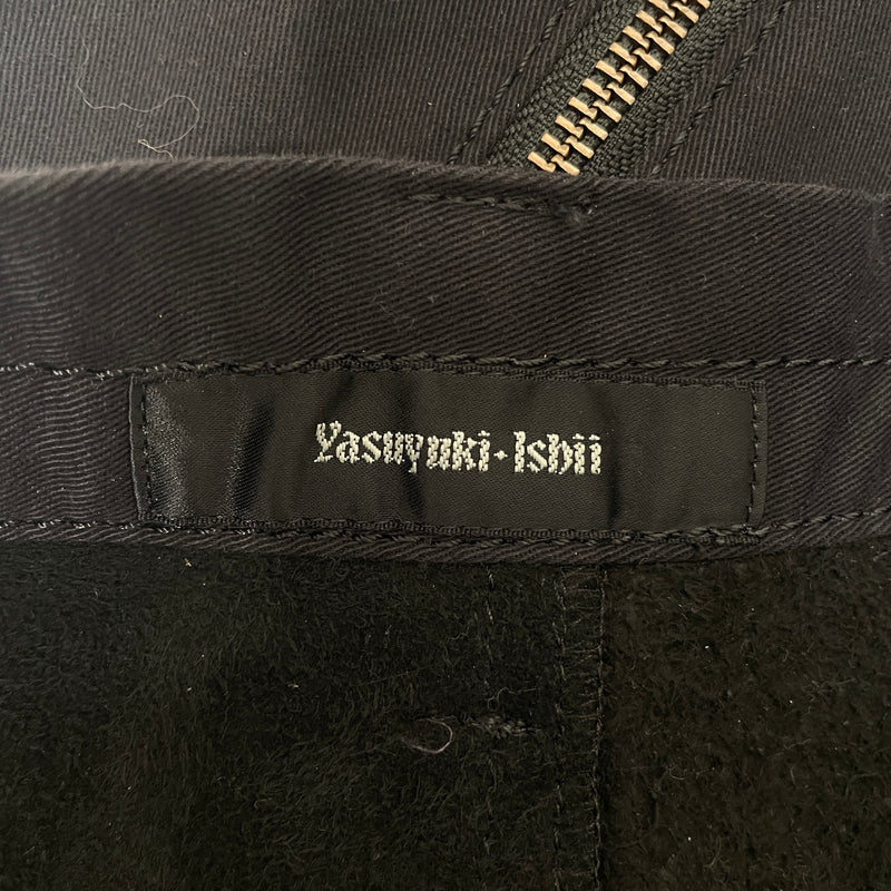 Yasuyuki Ishii/Straight Pants/34/Cotton/BLK/DEER LEATHER LACE UP FRONT