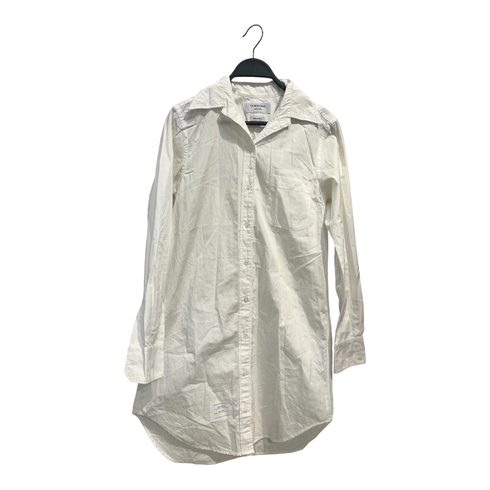 THOM BROWNE. NEW YORK/LS Dress/40/Cotton/WHT/BUTTON UP DRESS view 1