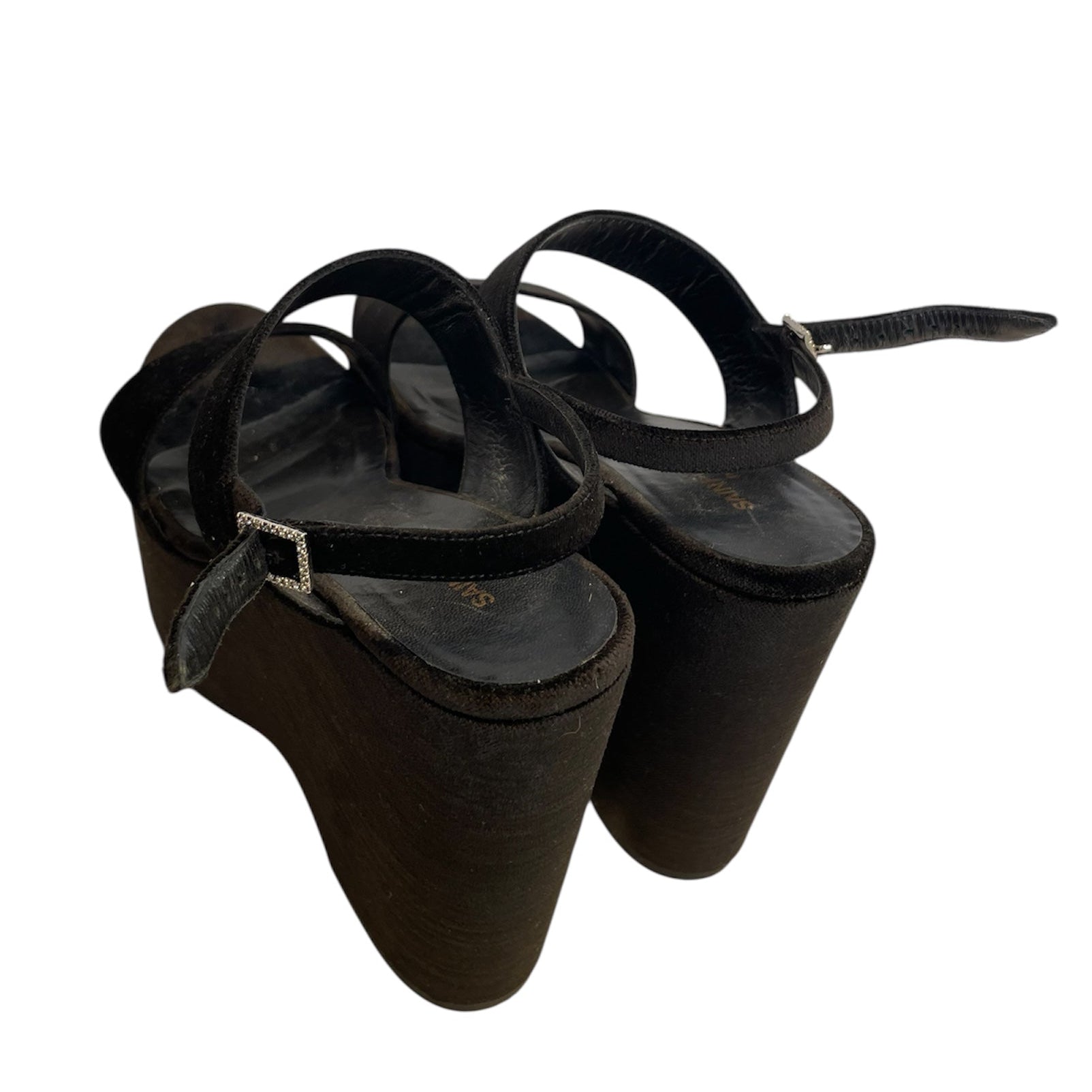 SAINT LAURENT/Heels/EU 39/Suede/BLK/BIG HEEL SUEDE view 2
