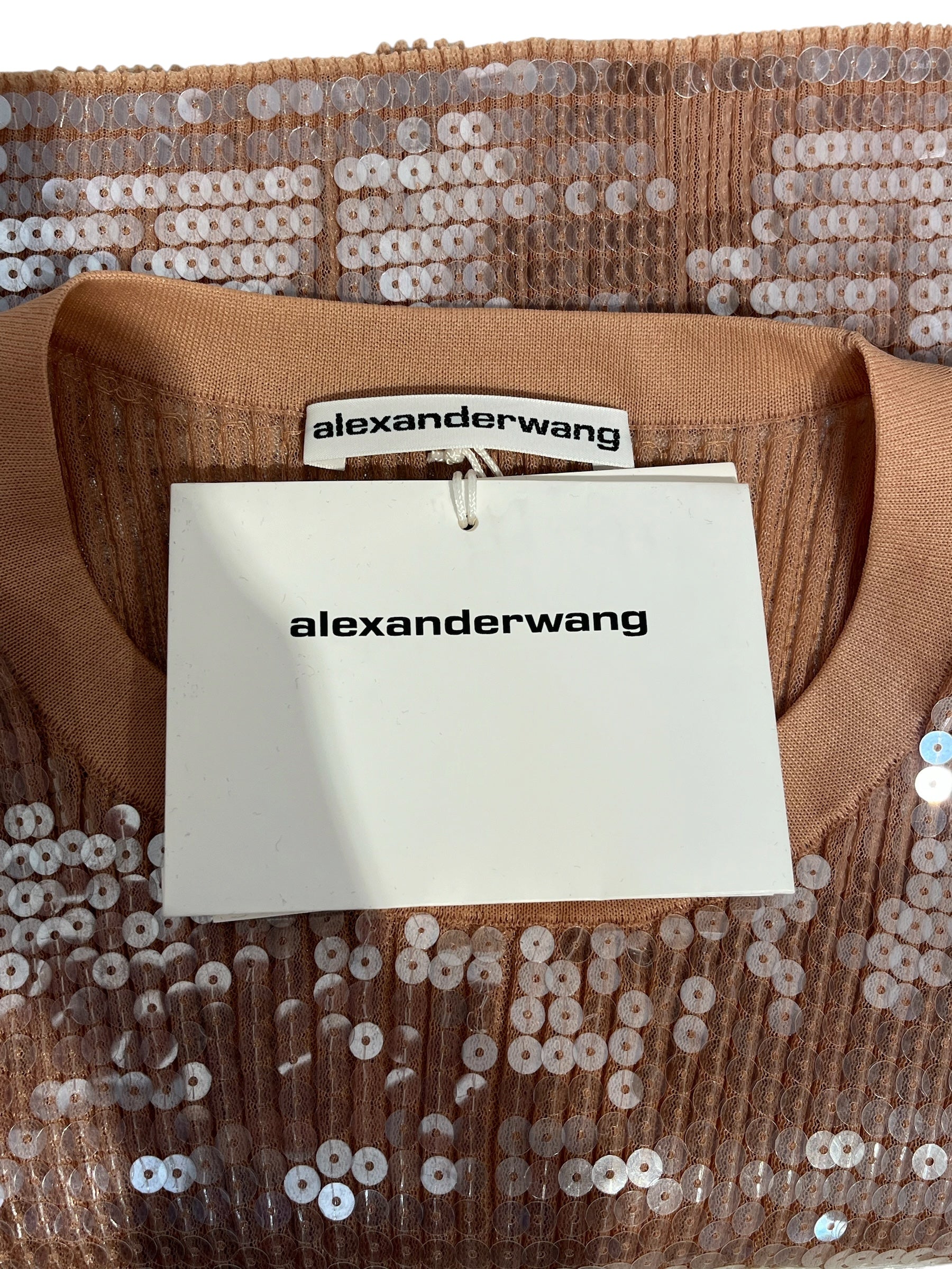Alexander Wang/T-Shirt/S/Polyester/PNK/SEQUINED CORAL CROP TOP view 3