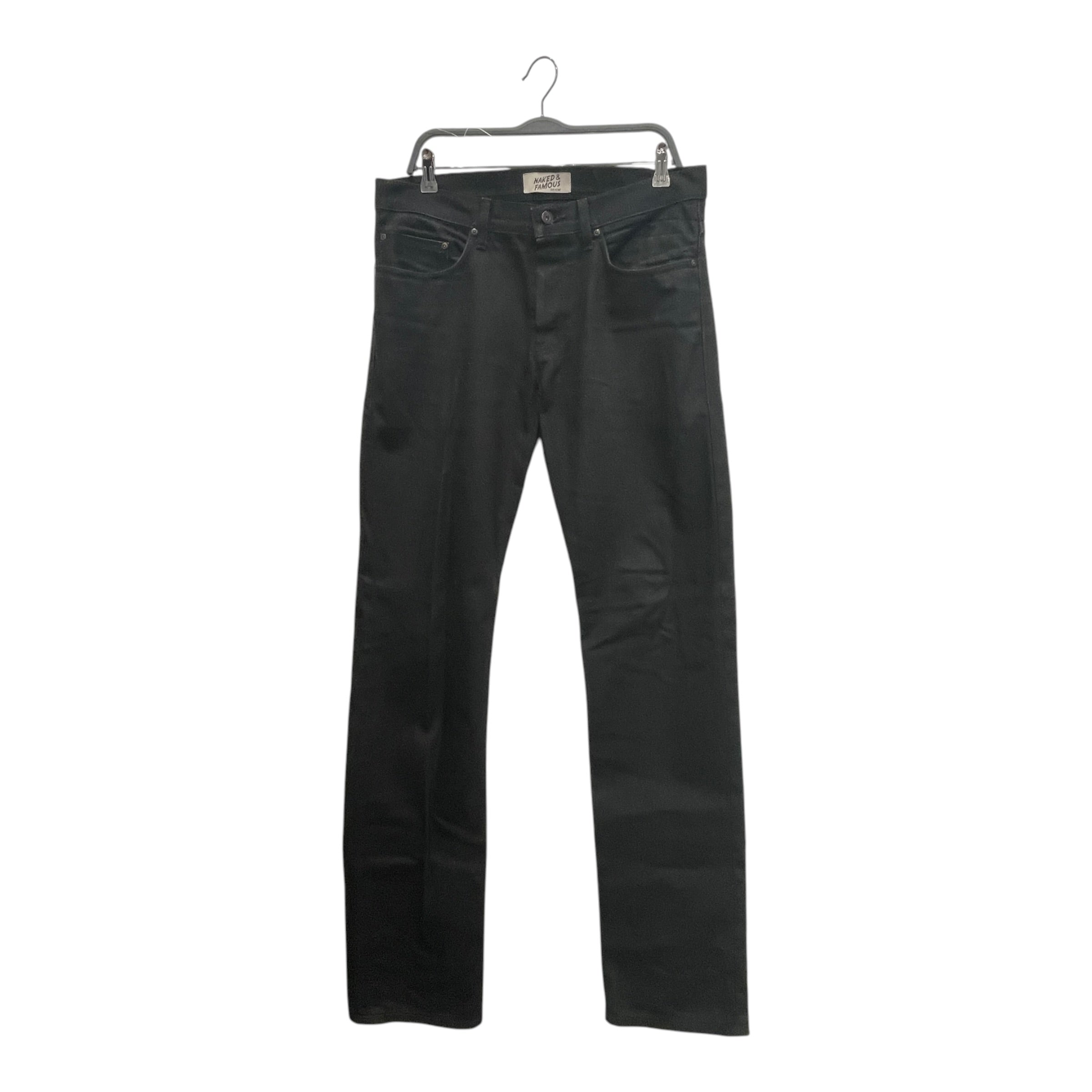 NAKED & FAMOUS DENIM/Straight Pants/34/Cotton/BLK/STRAIGHT LEG SELVEDGE view 1