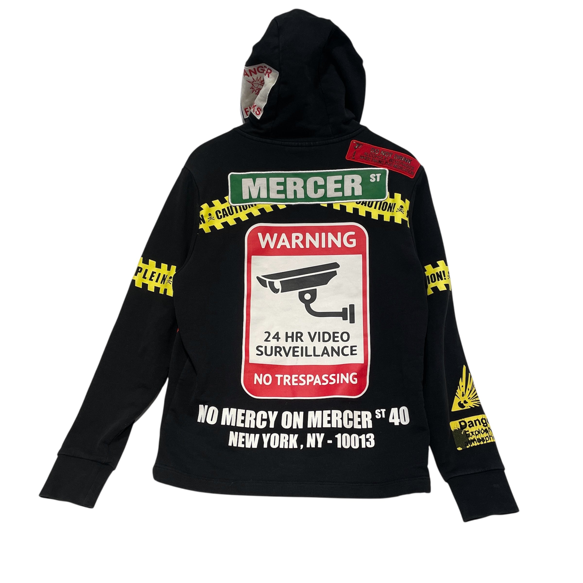 PHILIPP PLEIN/Hoodie/L/Graphic/Cotton/BLK/Caution Warning Hoodie view 2