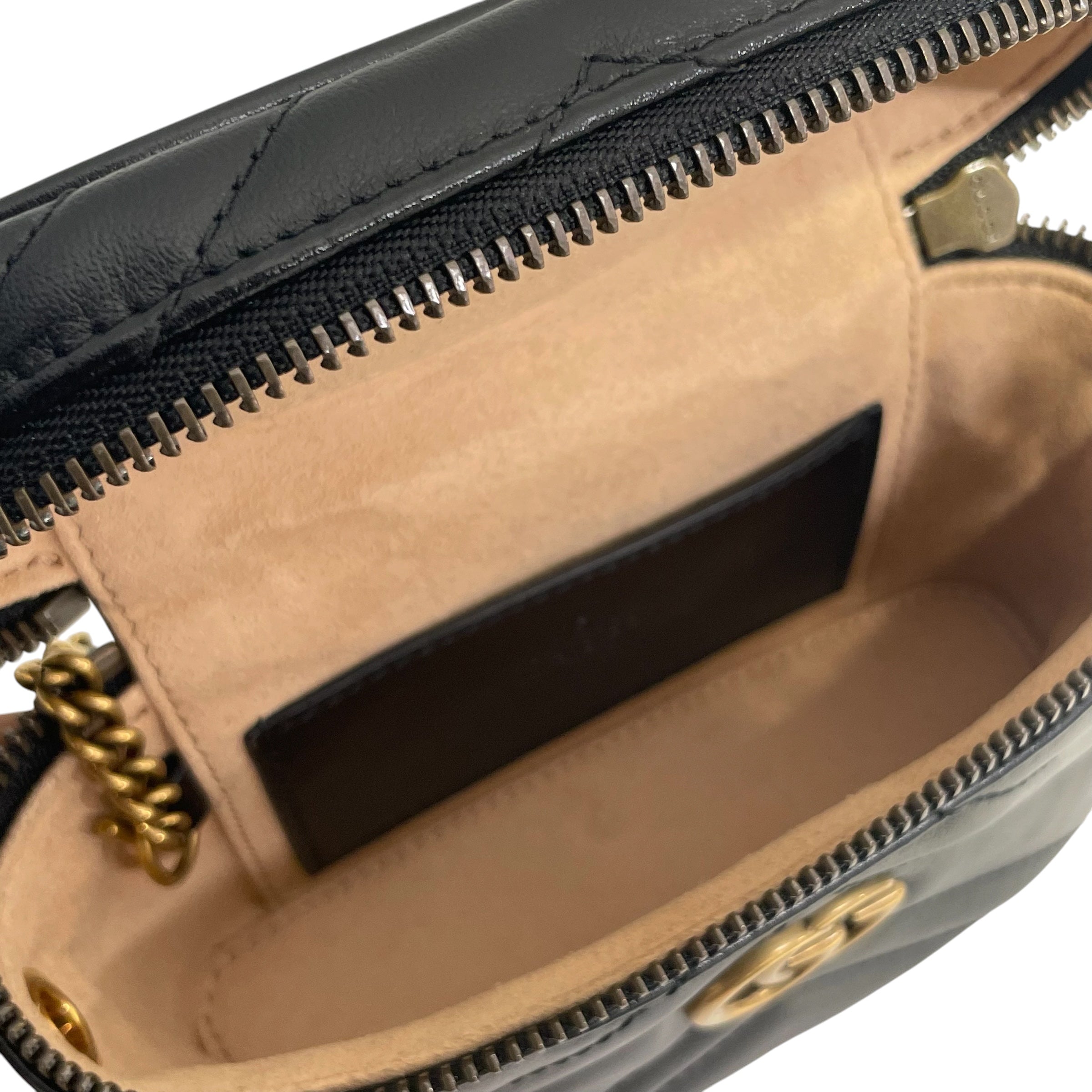 GUCCI/Cross Body Bag/Leather/BLK/Marmont Matelasse mini view 3