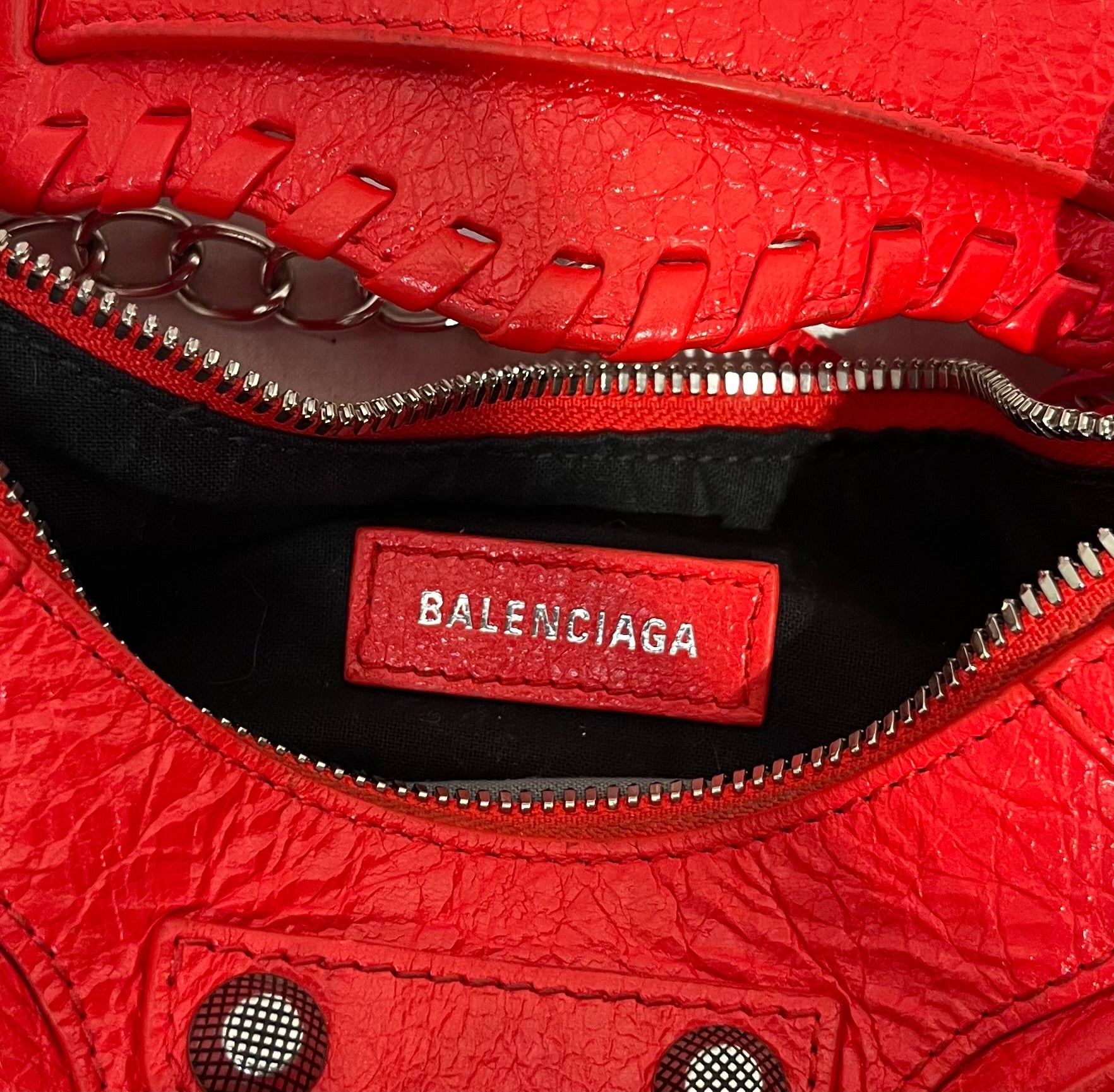 BALENCIAGA/Cross Body Bag/Leather/RED/cagole red w silver chain view 3