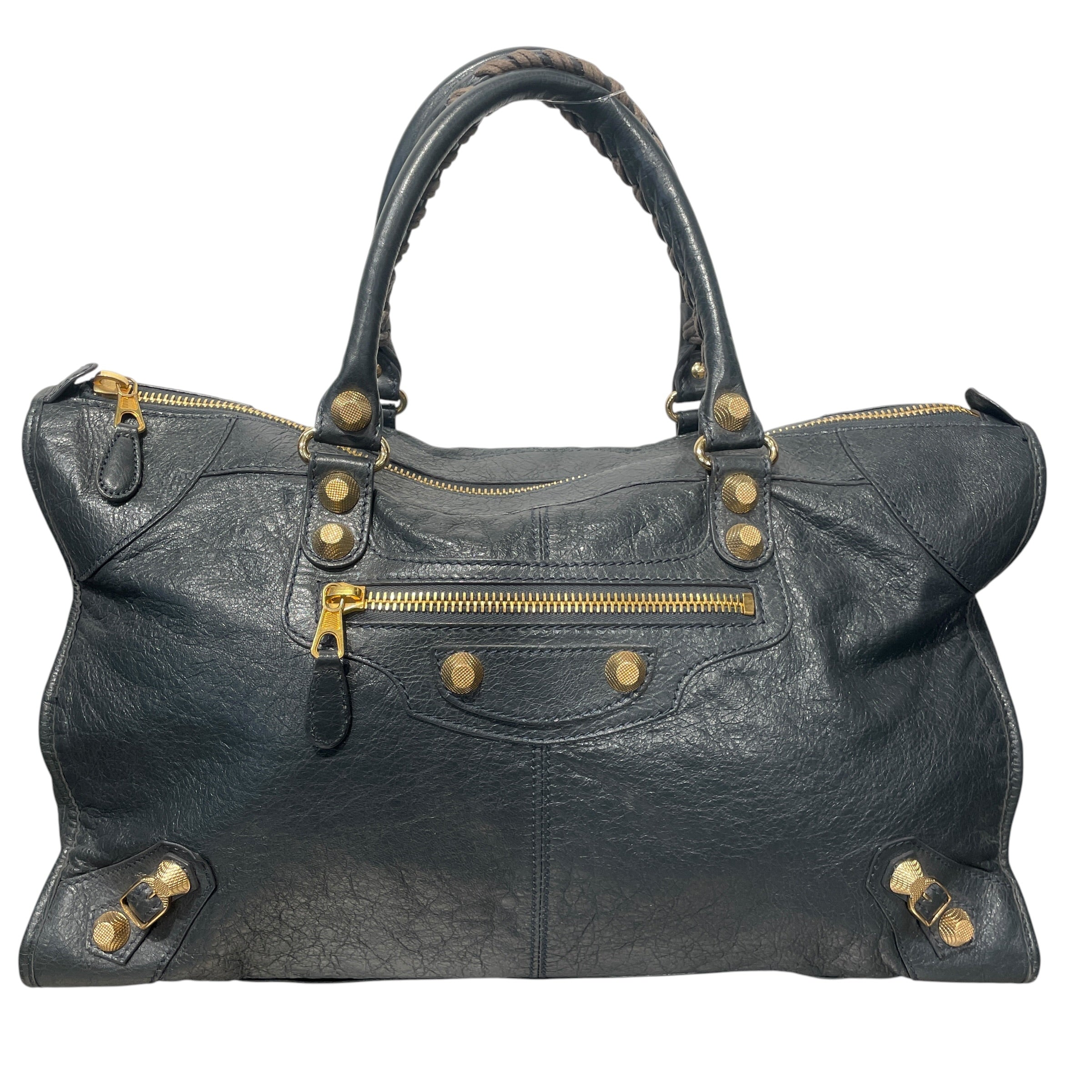 BALENCIAGA/Tote Bag/Leather/BLK/VINTAGE GOLD HARDWARE WORK BAG view 1