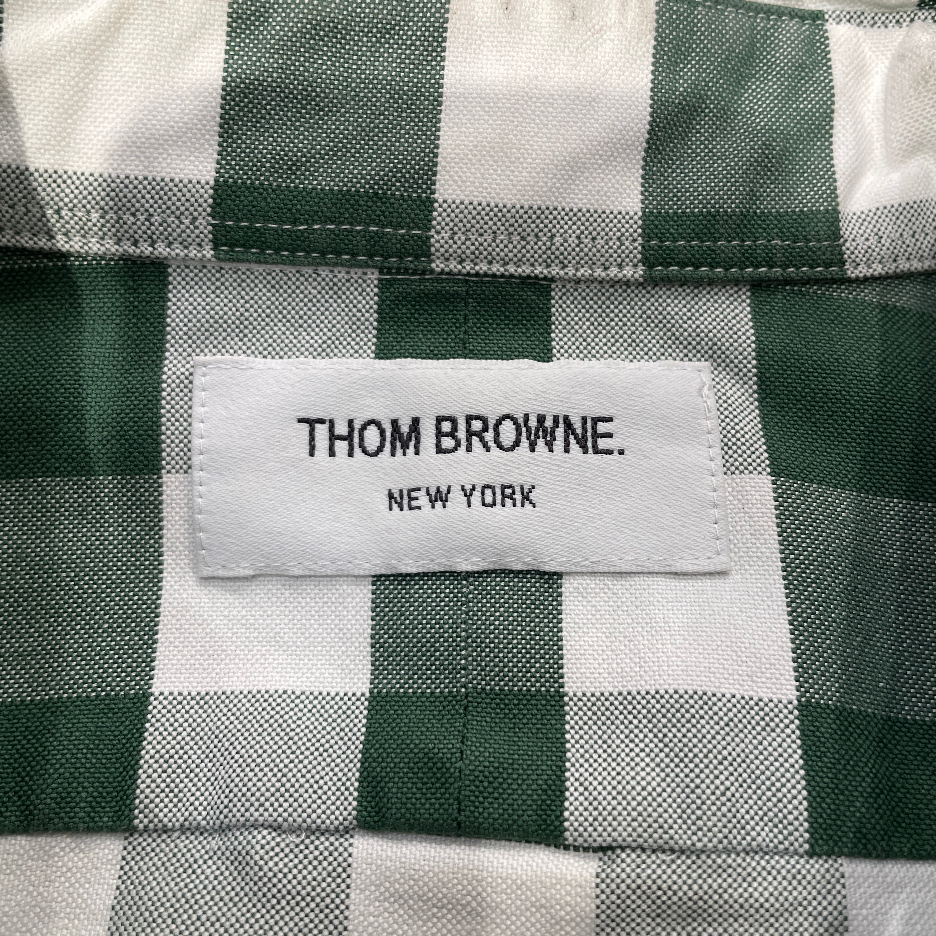 THOM BROWNE. NEW YORK/LS Shirt/0/Cotton/GRN/Plaid/GREEN PLAID LS view 4
