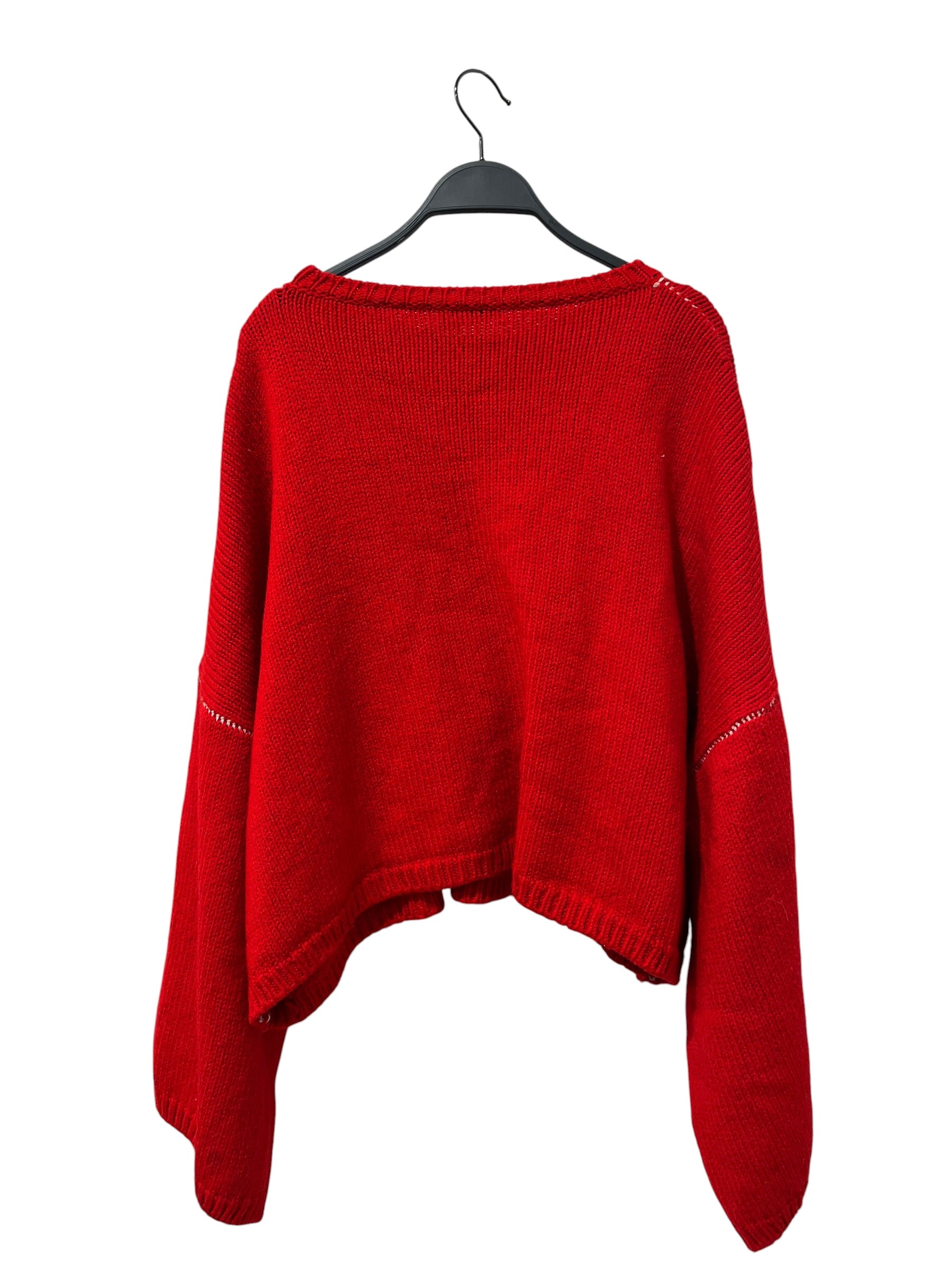 RAF SIMONS/Sweater/L/Wool/RED/CROPPED RS LOGO SWEATER view 2