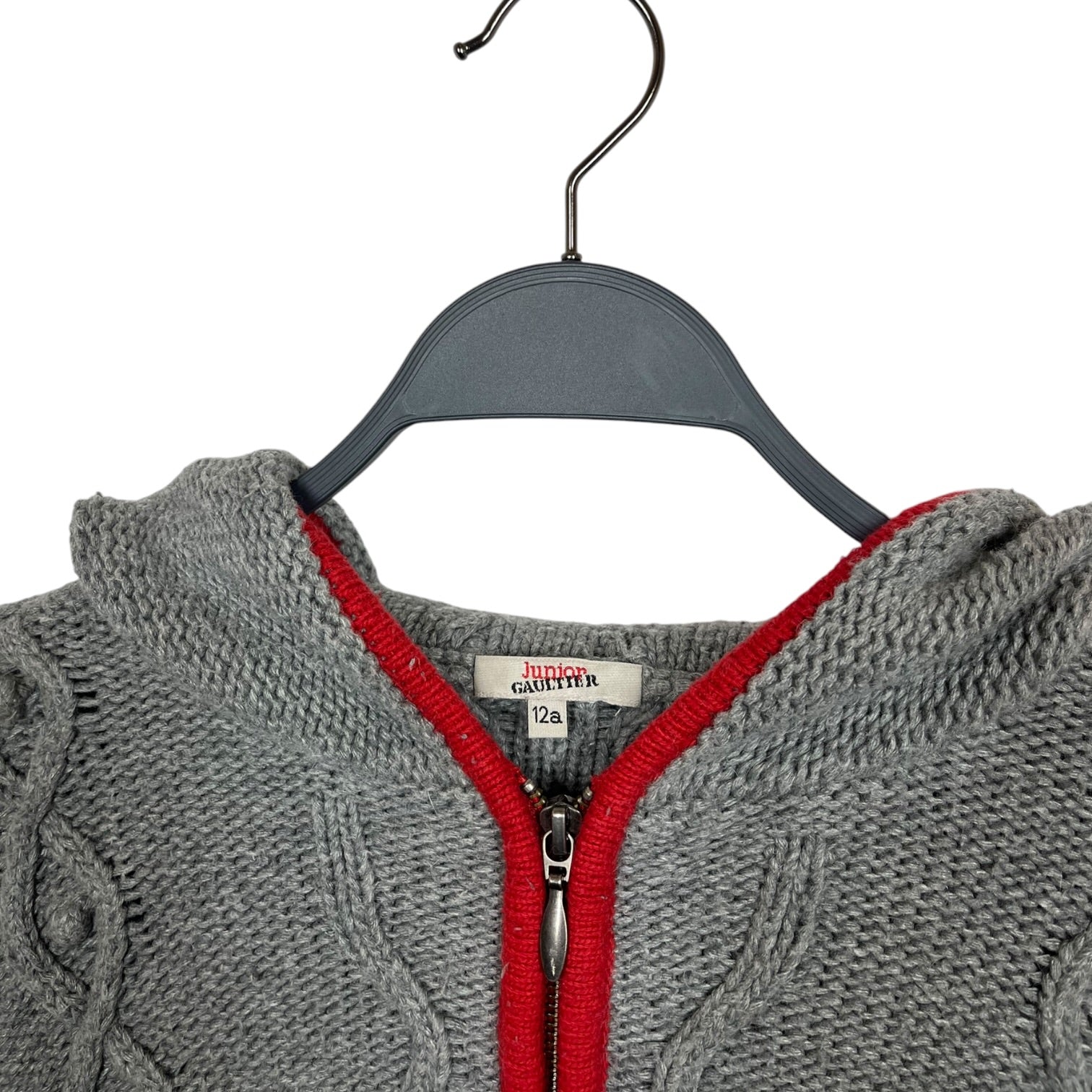 JUNIOR GAULTIER/Zip Up Hoodie/12/Cotton/GRY/KNITTED ZIP-UP HOODIE view 3
