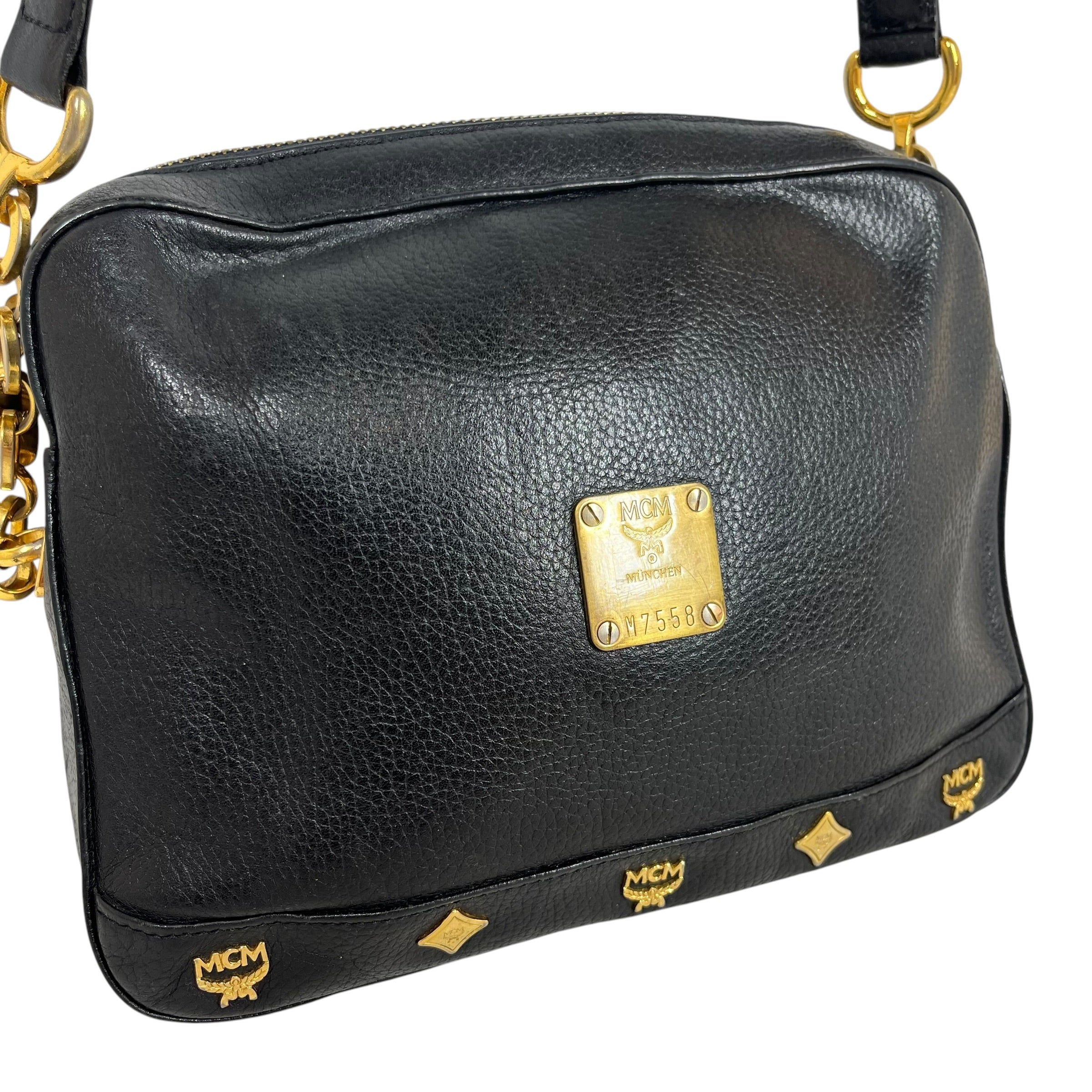 MCM/Cross Body Bag/Leather/BLK/mcm studded logo view 6