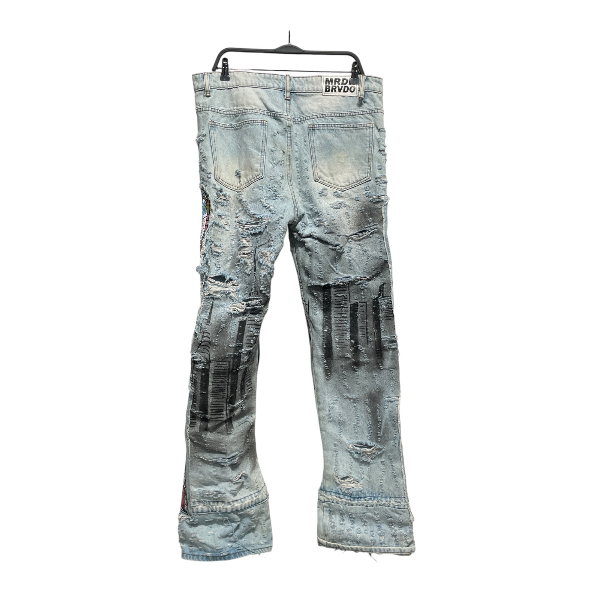 WHO DECIDES WAR/Straight Pants/34/Denim/IDG/All Over Print/stain glass view 2