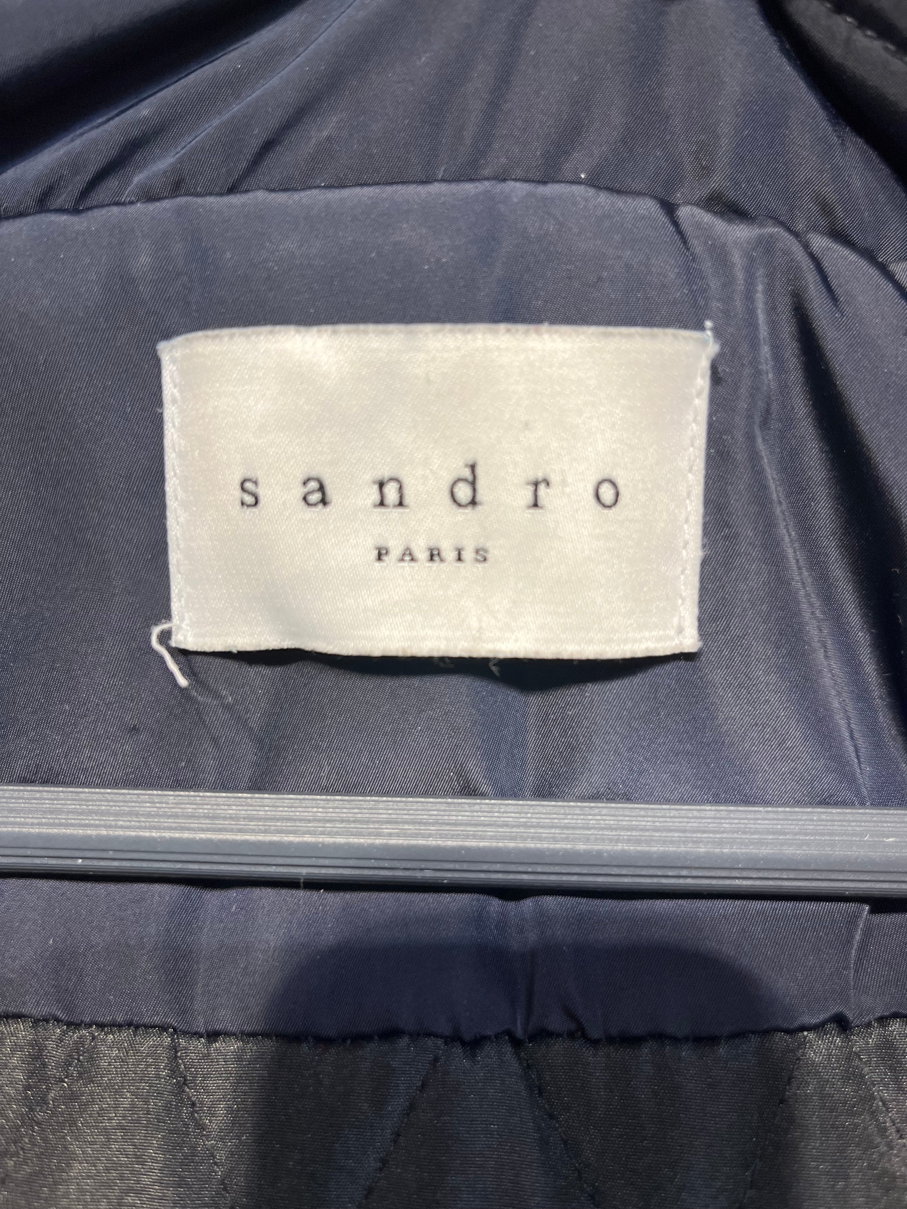 sandro/Coat/2/Polyester/NVY/RABBIT FUR TRIM HOOD view 3