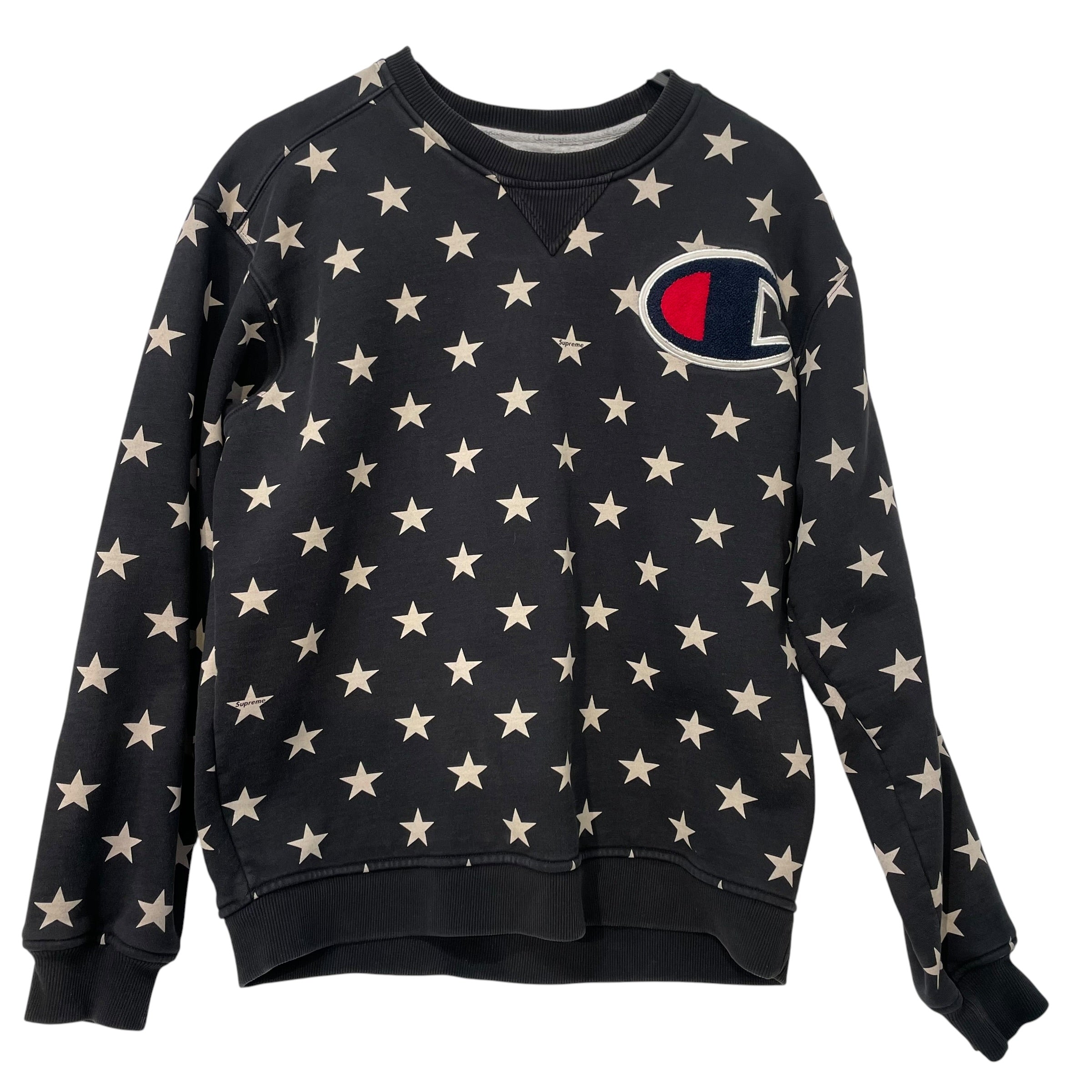 Supreme/Champion/Sweatshirt/L/All Over Print/Cotton/BLK/stars crewneck view 1