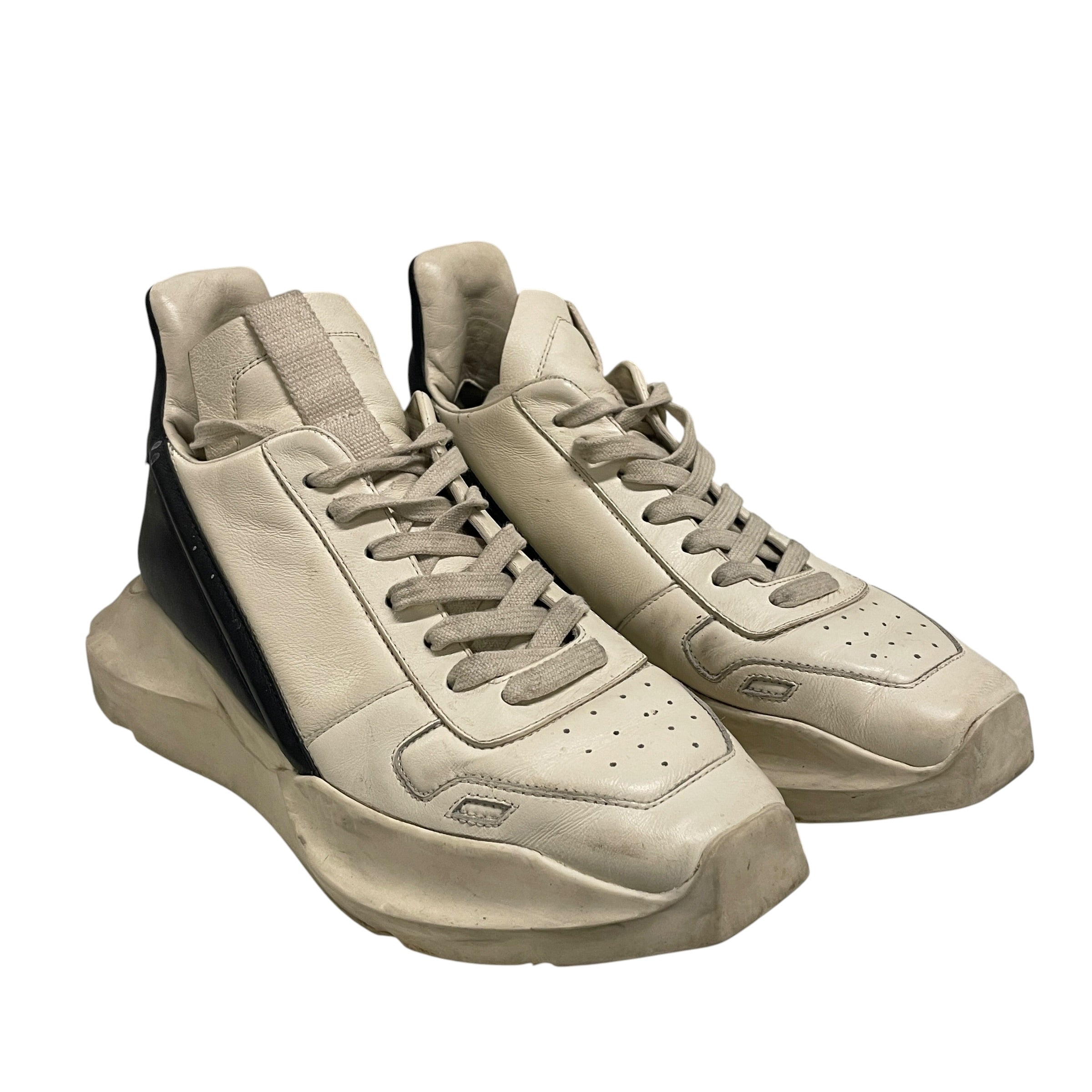 Rick Owens/Low-Sneakers/US 7.5/Leather/WHT/GETH RUNNER/WHT/BLK view 1