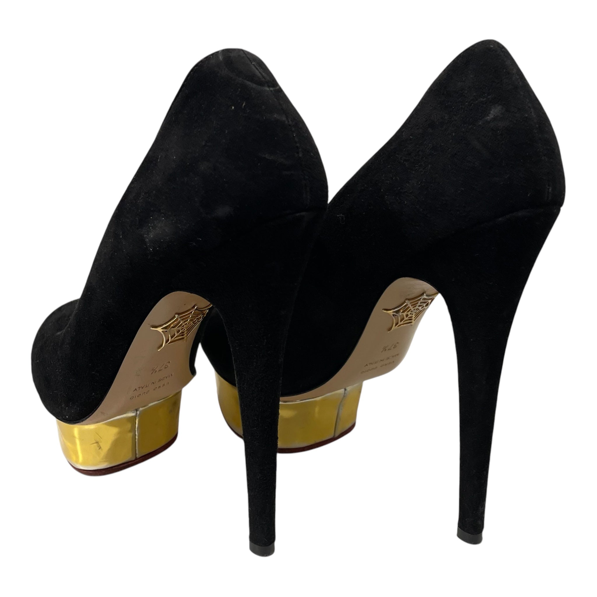 Charlotte Olympia/Heels/EU 37.5/Suede/BLK/DOLLY PUMPS GOLD view 2