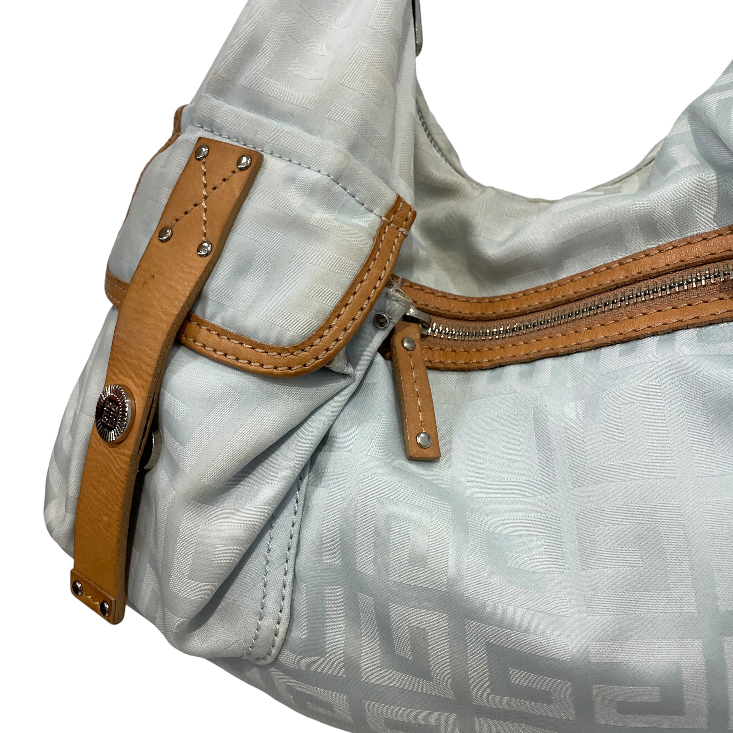 GIVENCHY/Hand Bag/Monogram/Nylon/BLU/BRWN TRIM, CRM LINING, 2PCKT view 2