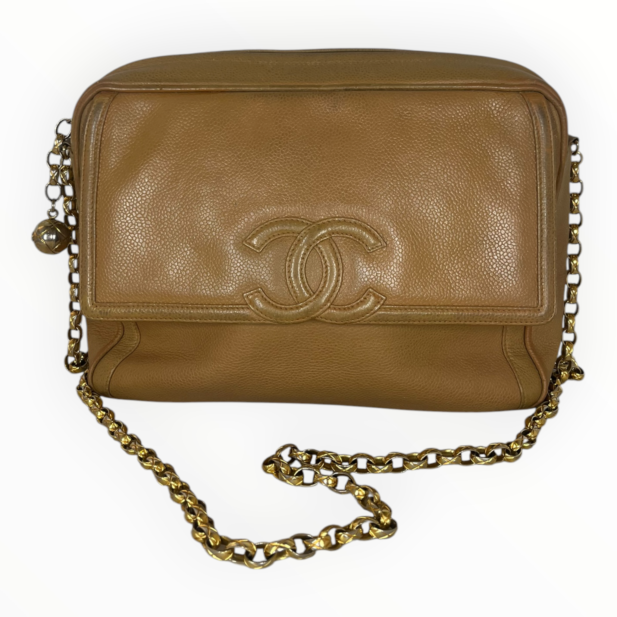 CHANEL/Bag/Leather/BEG/Cavier Gold Ball Shoulder Bag view 1