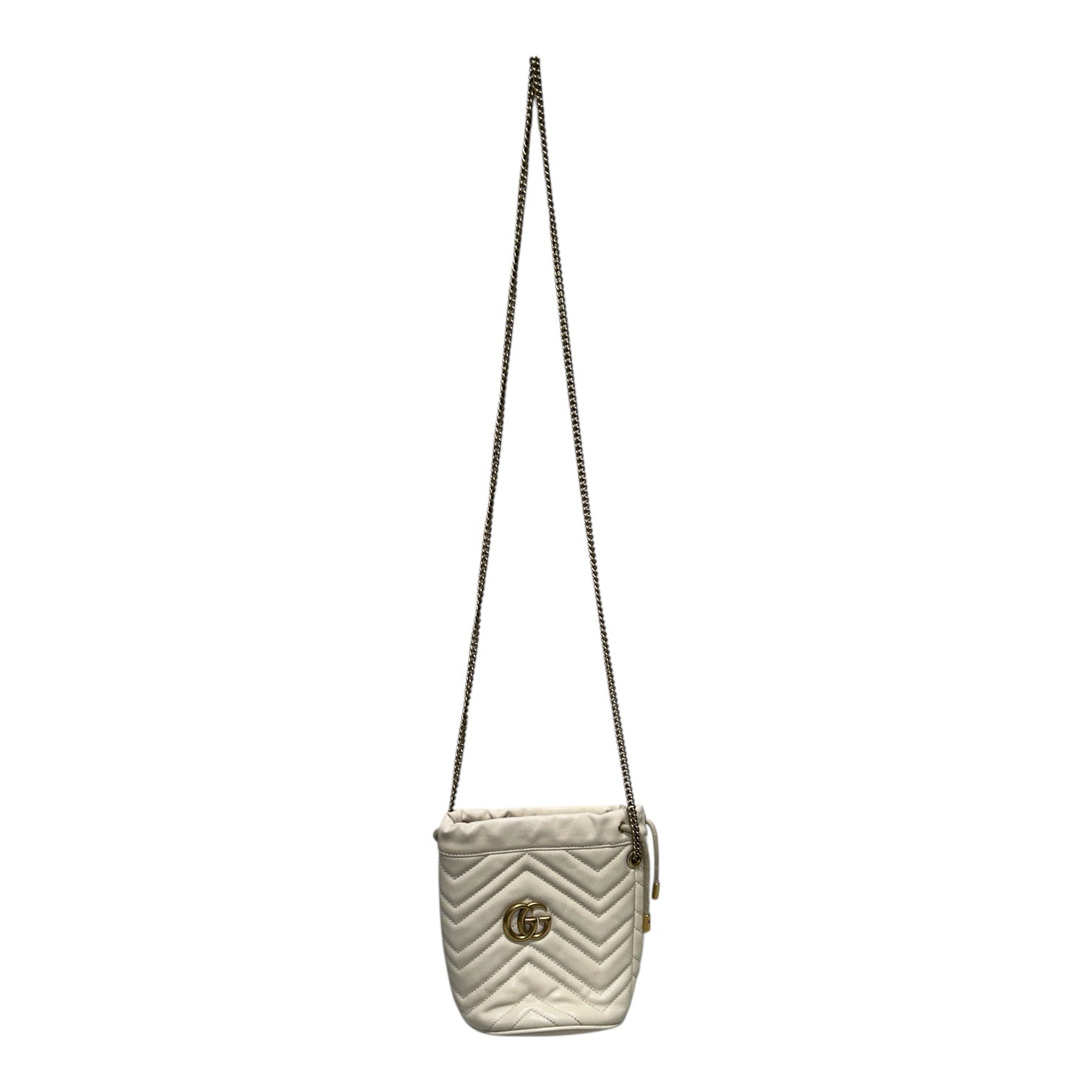 GUCCI/Bag/Leather/WHT/GG MARMONT BUCKET CHAIN BAG view 1