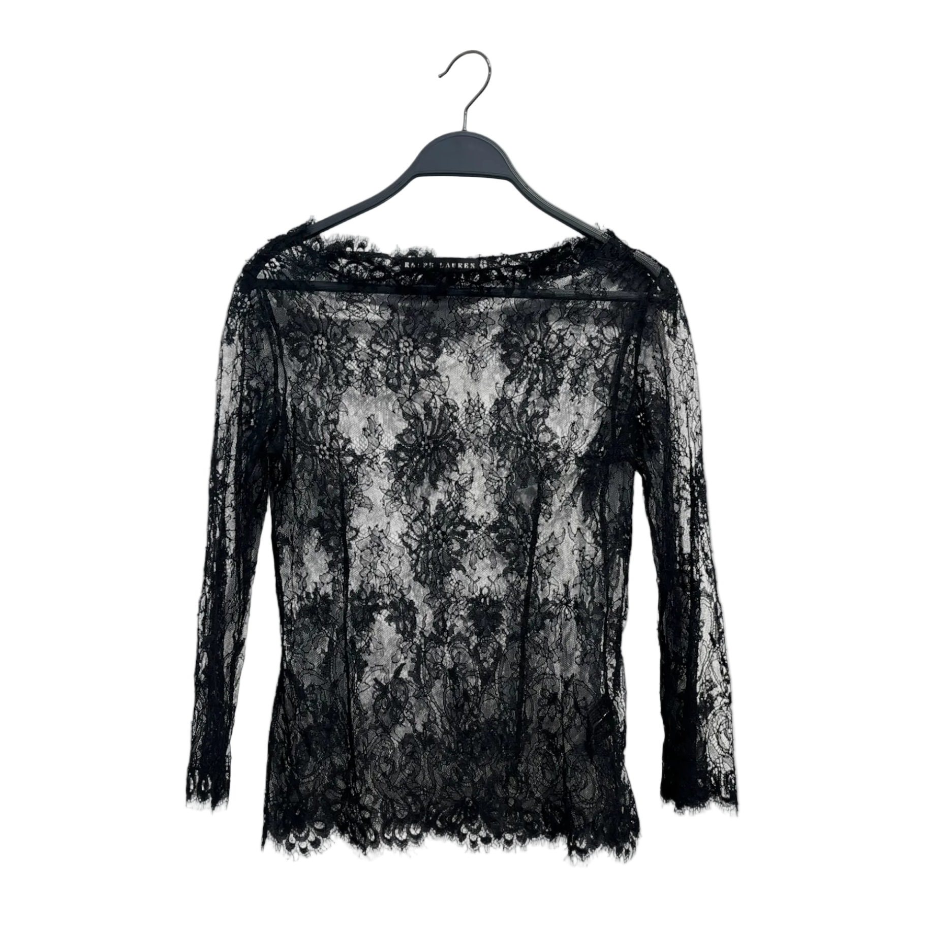 RALPH LAUREN BLACK LABEL/SL Blouse/2/Silk/BLK/floral mesh view 1
