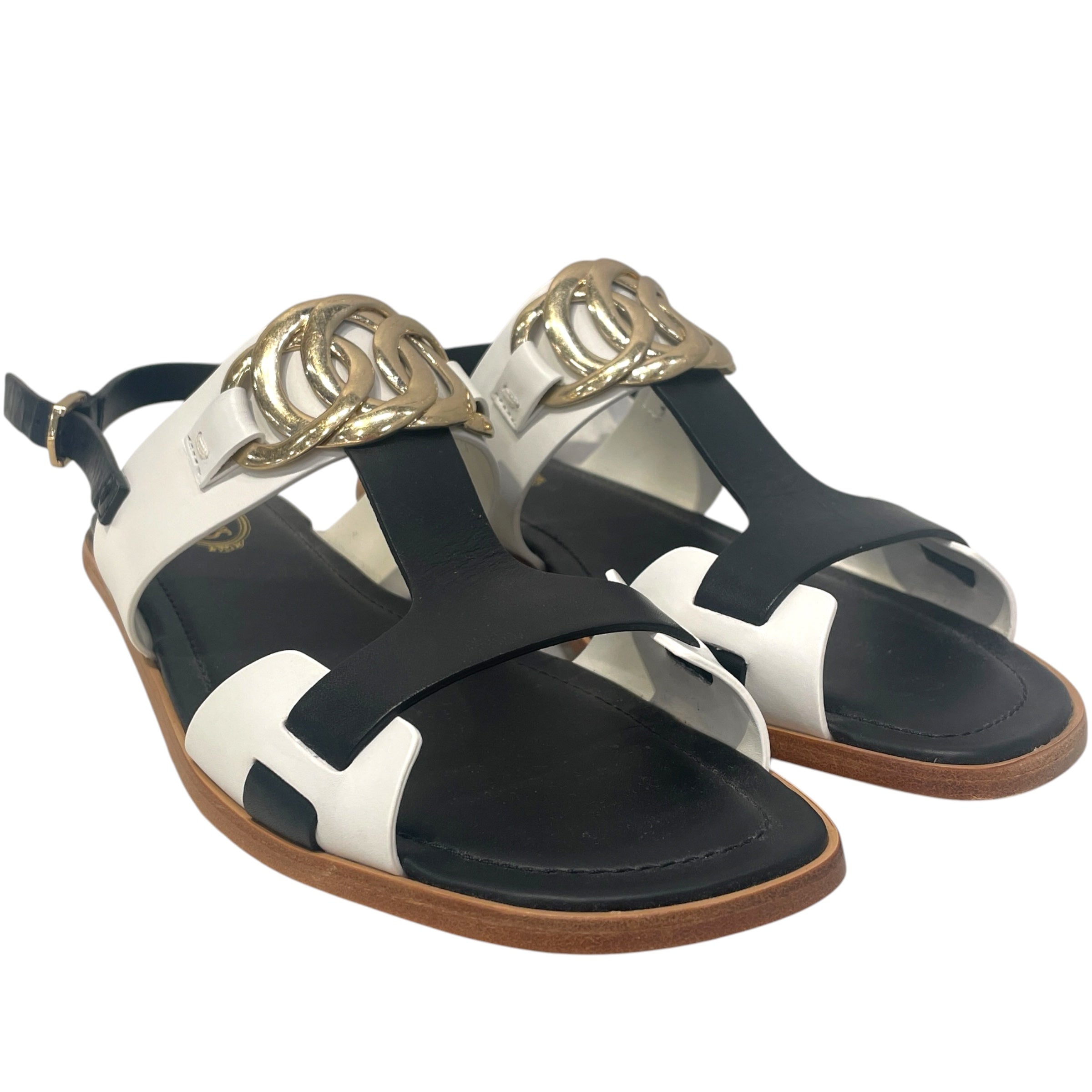 TOD'S/Sandals/EU 39.5/Leather/MLT/black and white view 1