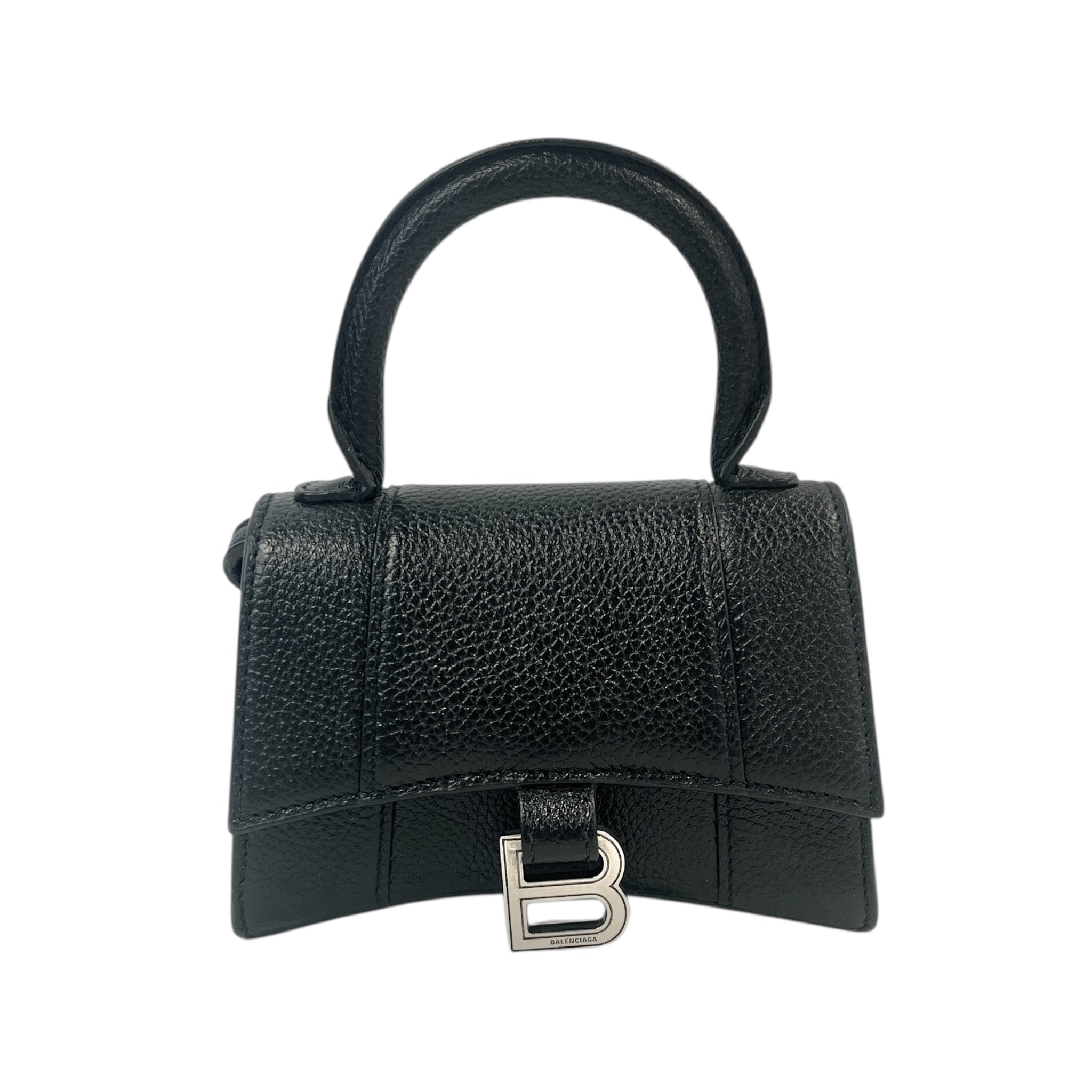 BALENCIAGA/Cross Body Bag/Stripe/Leather/BLK/Balenciaga Hourglass Mini view 1